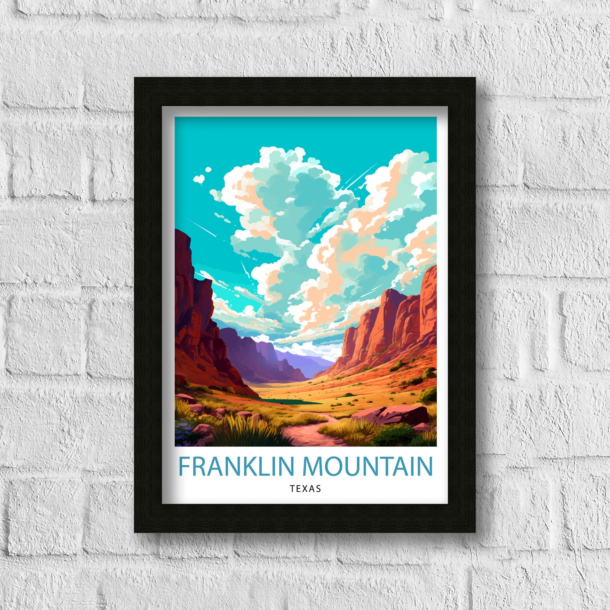 Franklin Mountain Texas Travel Print| Franklin Mountain Wall Decor Texas Travel Poster Franklin Mountain Gift Texas Home Decor