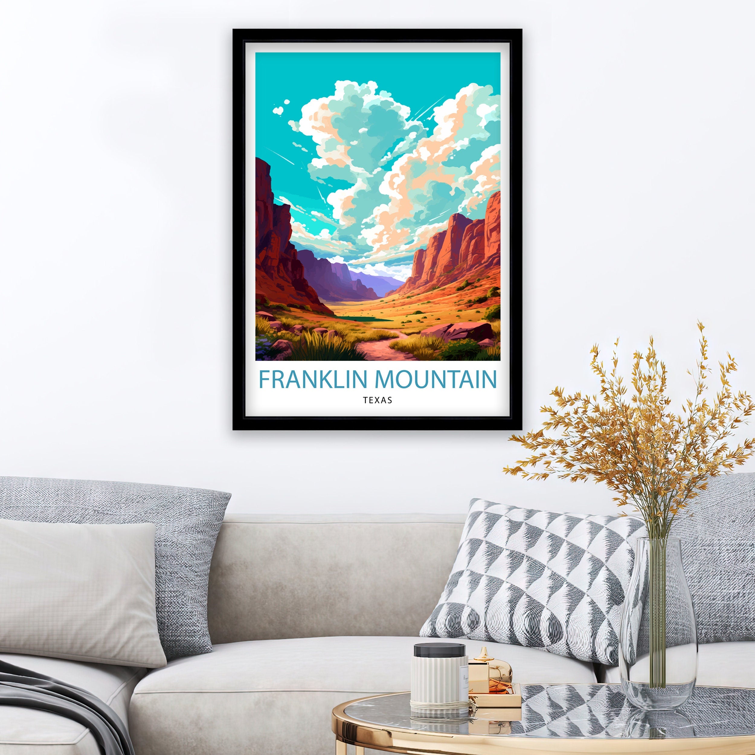 Franklin Mountain Texas Travel Print| Franklin Mountain Wall Decor Texas Travel Poster Franklin Mountain Gift Texas Home Decor