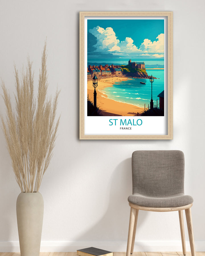 St Malo France Travel Poster St Malo Wall Art St Malo Home Decor St Malo Illustration Travel Poster Gift For St Malo France Home