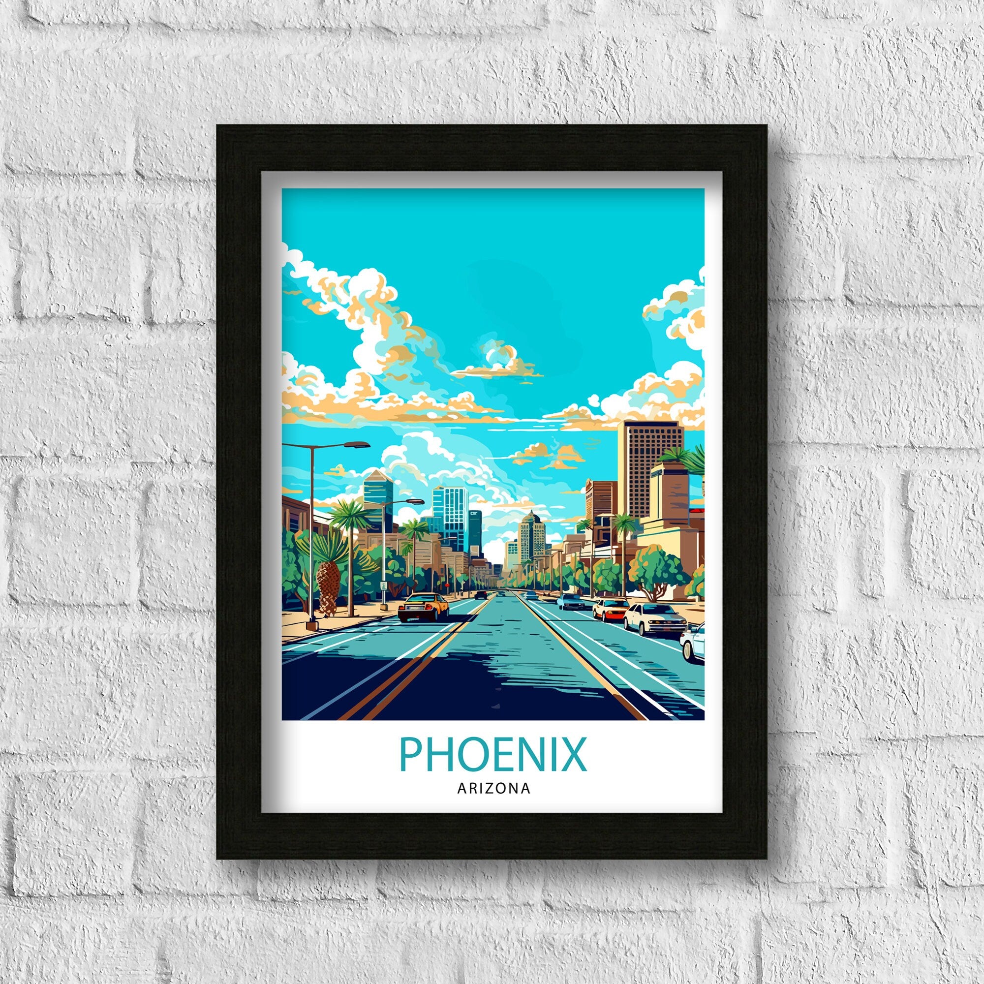 Phoenix Arizona Travel Print| Phoenix Wall Art Arizona Desert Print Travel Poster Gift Southwestern Home Decor