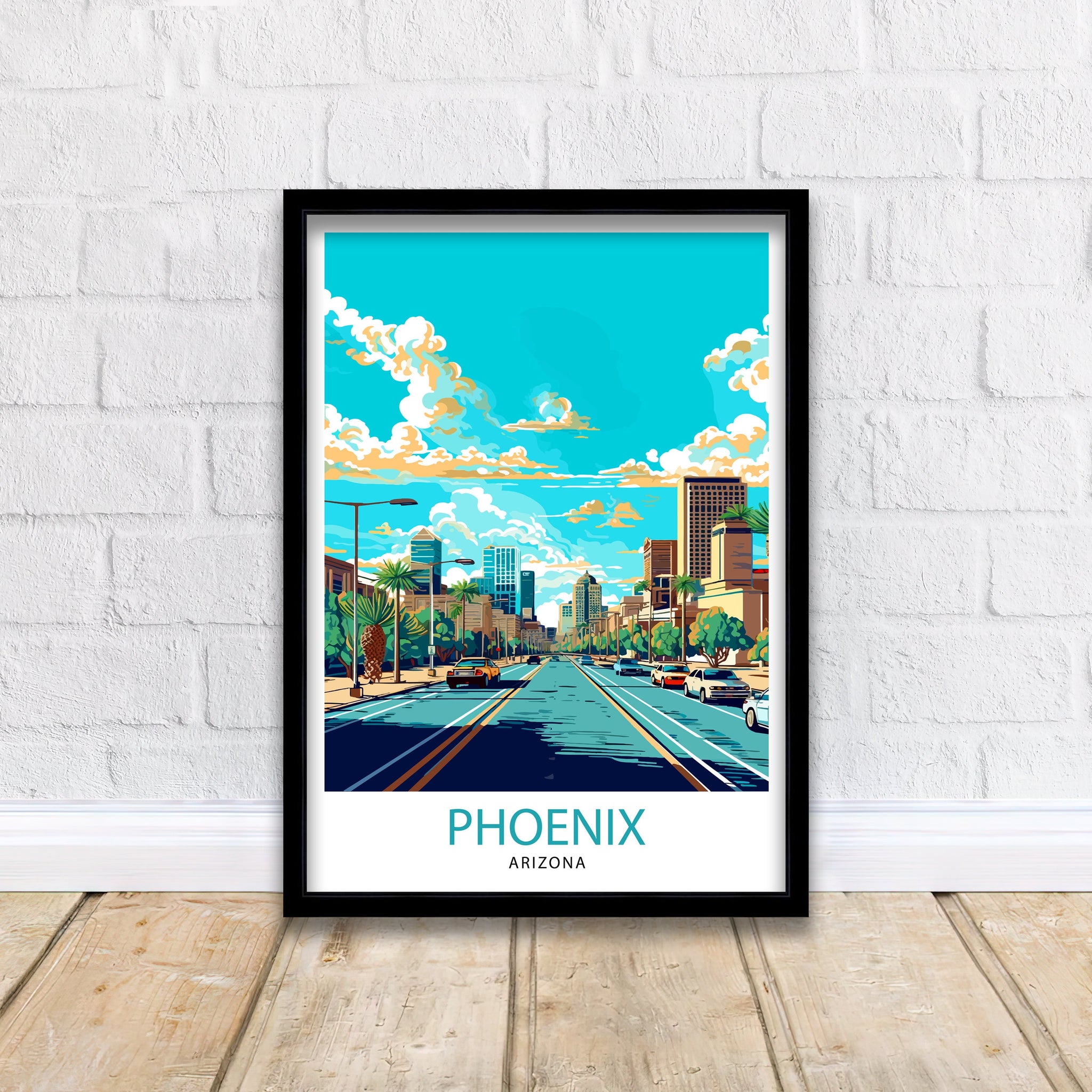Phoenix Arizona Travel Print| Phoenix Wall Art Arizona Desert Print Travel Poster Gift Southwestern Home Decor