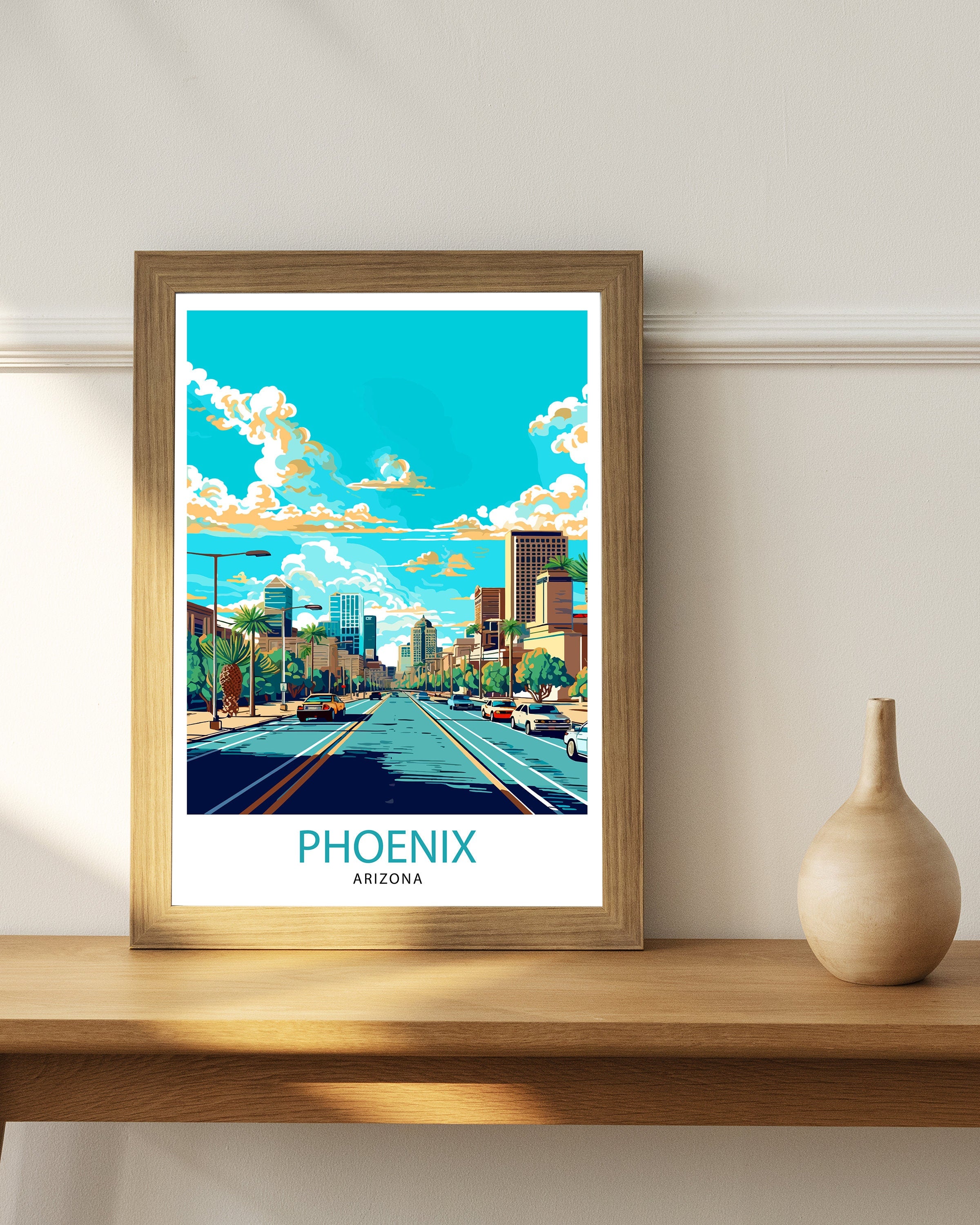 Phoenix Arizona Travel Print| Phoenix Wall Art Arizona Desert Print Travel Poster Gift Southwestern Home Decor