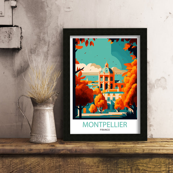 Montpellier France Travel Poster , Montpellier Wall Art, Montpellier Home Decor, Montpellier Illustration, Montpellier Travel Poster