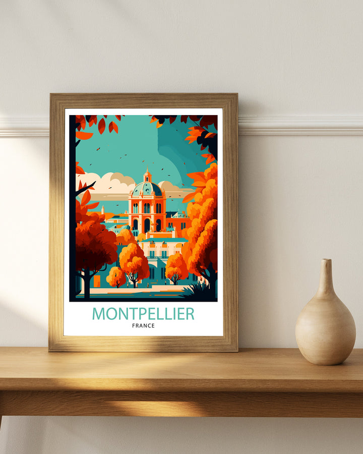 Montpellier France Travel Poster , Montpellier Wall Art, Montpellier Home Decor, Montpellier Illustration, Montpellier Travel Poster