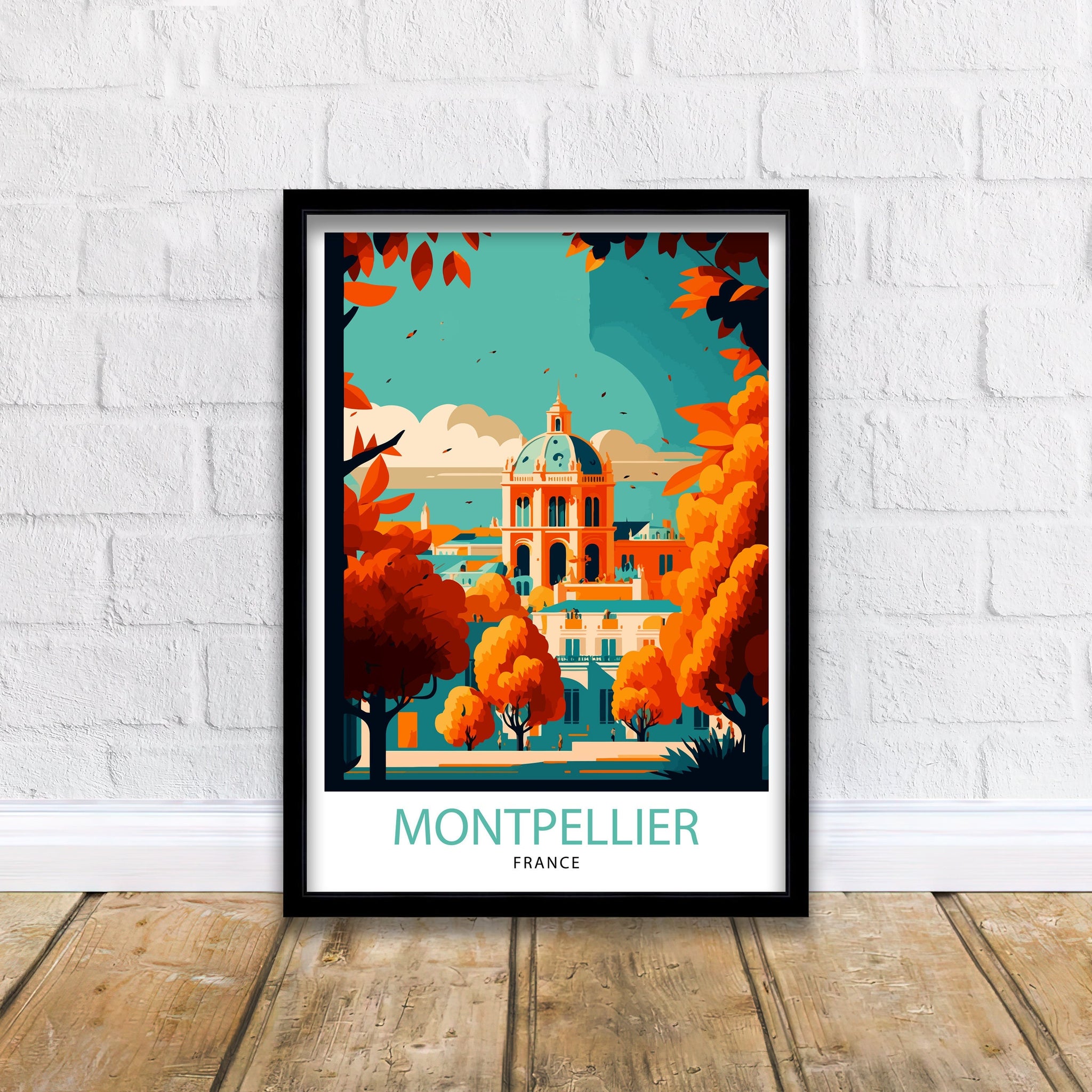 Montpellier France Travel Poster, City Illustration Art Print