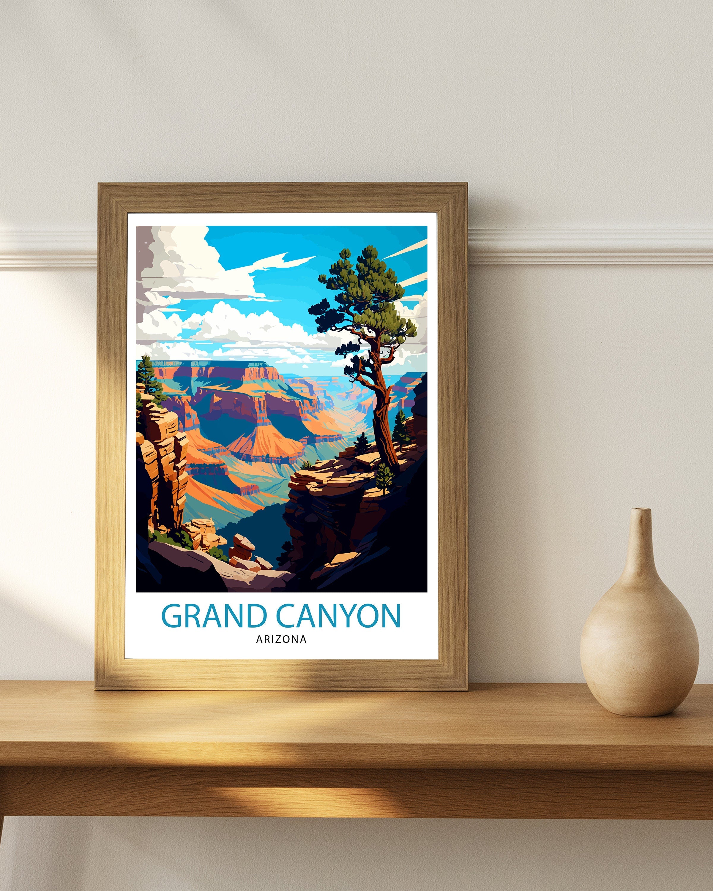 Grand Canyon Travel Print| Grand Canyon Wall Art Grand Canyon Decor Grand Canyon Illustration Travel Poster Gift For Grand Canyon