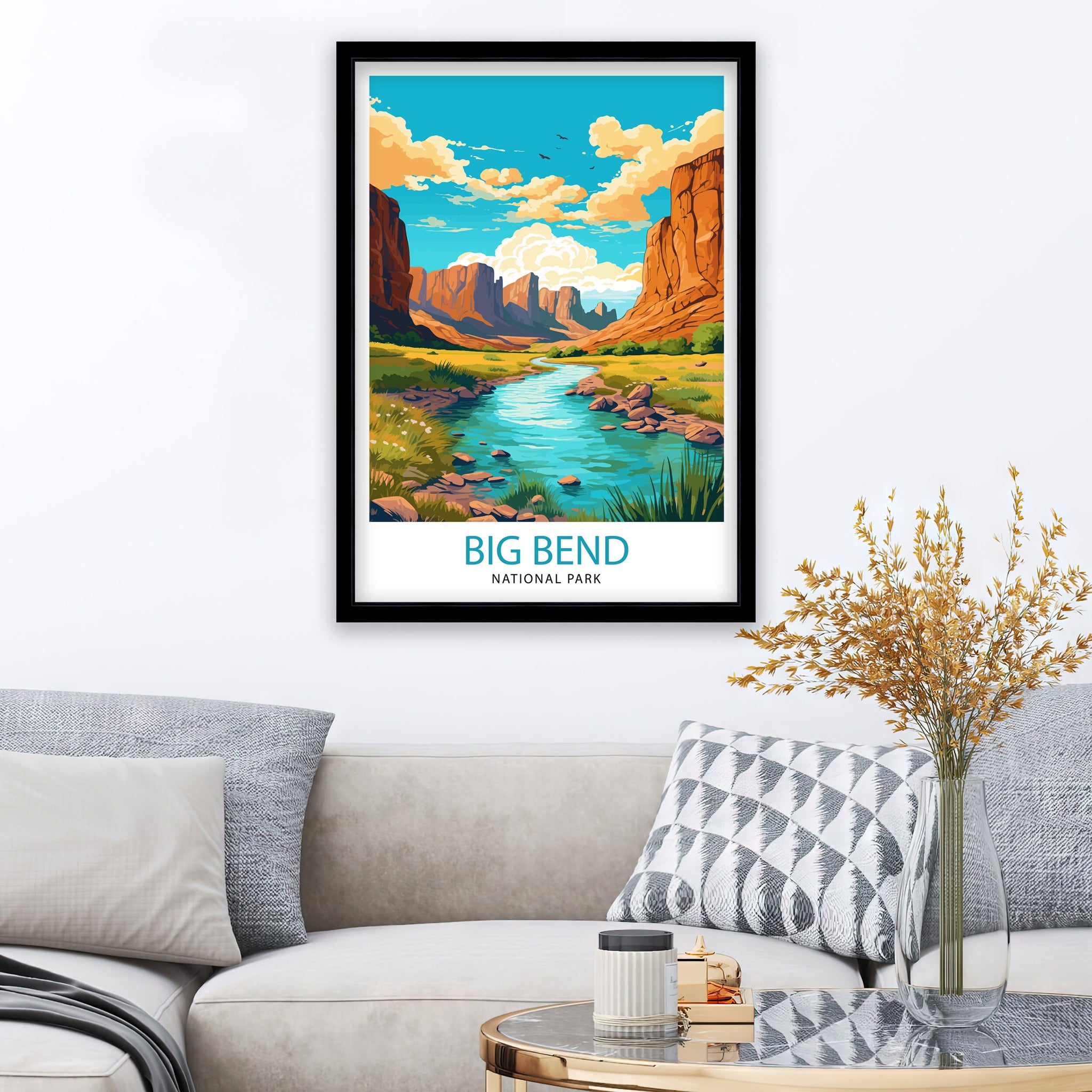 Big Bend National Park Travel Print| Big Bend Wall Decor Texas Home Living Decor Big Bend Texas Illustration Travel Poster Gift