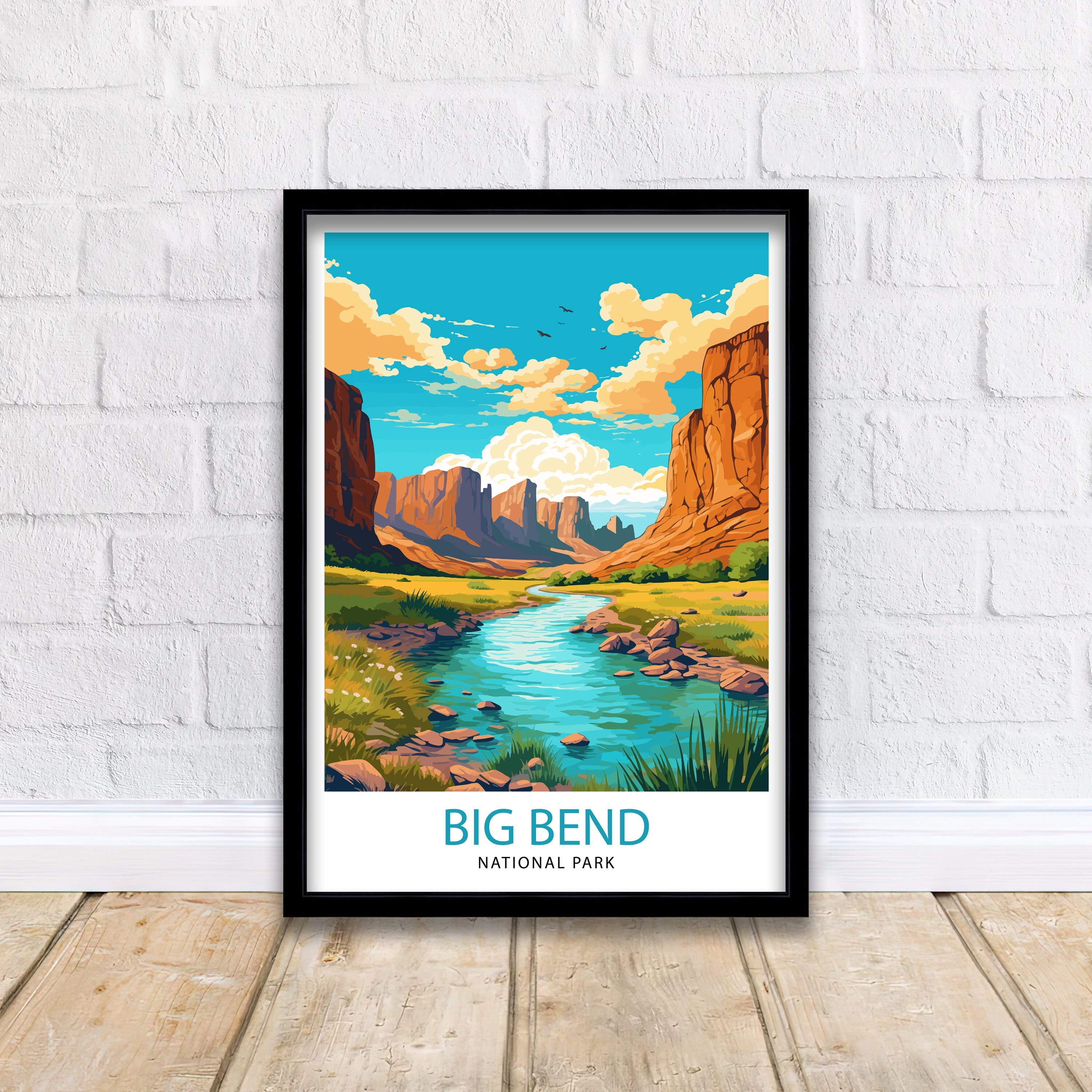 Big Bend National Park Travel Print| Big Bend Wall Decor Texas Home Living Decor Big Bend Texas Illustration Travel Poster Gift