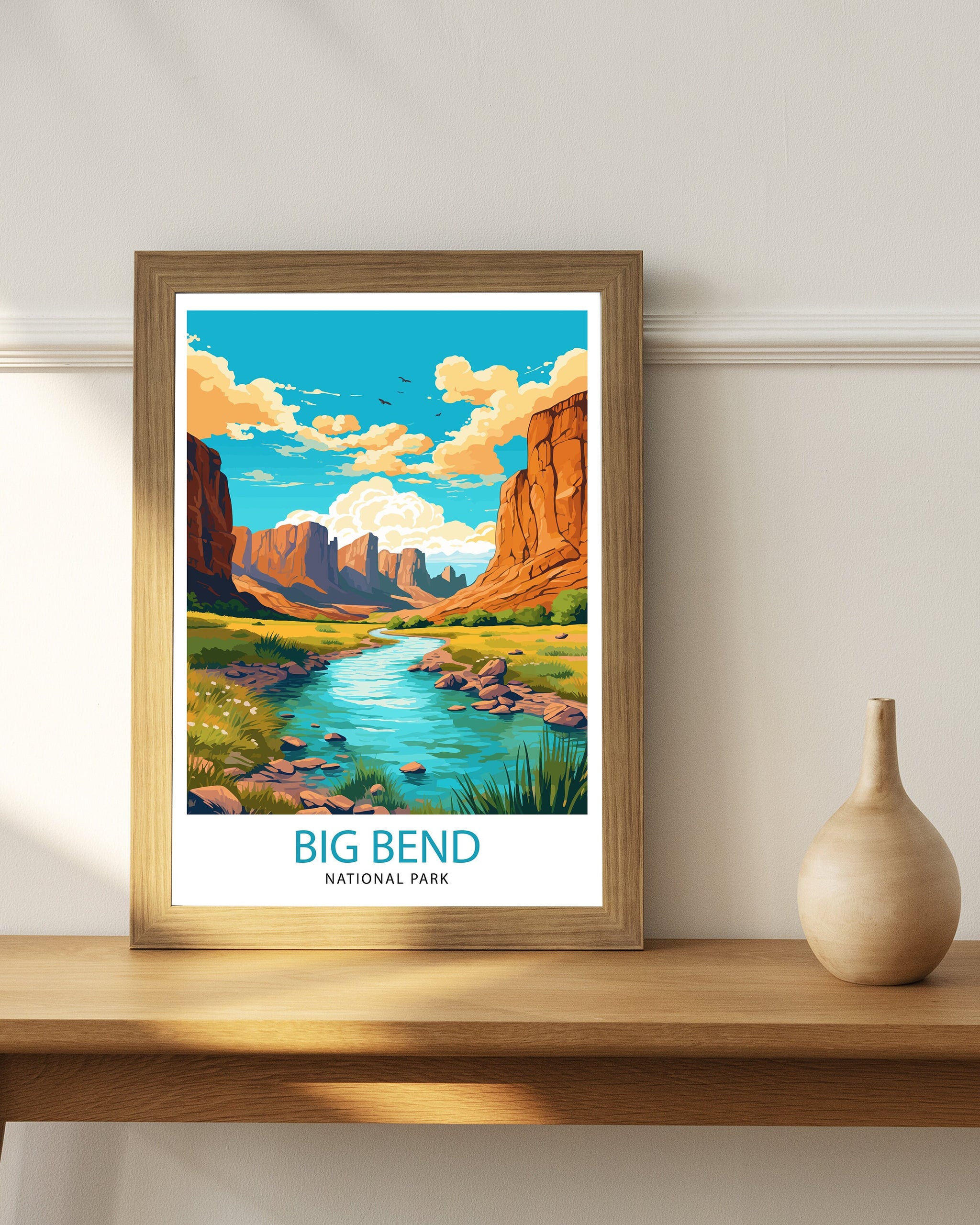 Big Bend National Park Travel Print| Big Bend Wall Decor Texas Home Living Decor Big Bend Texas Illustration Travel Poster Gift