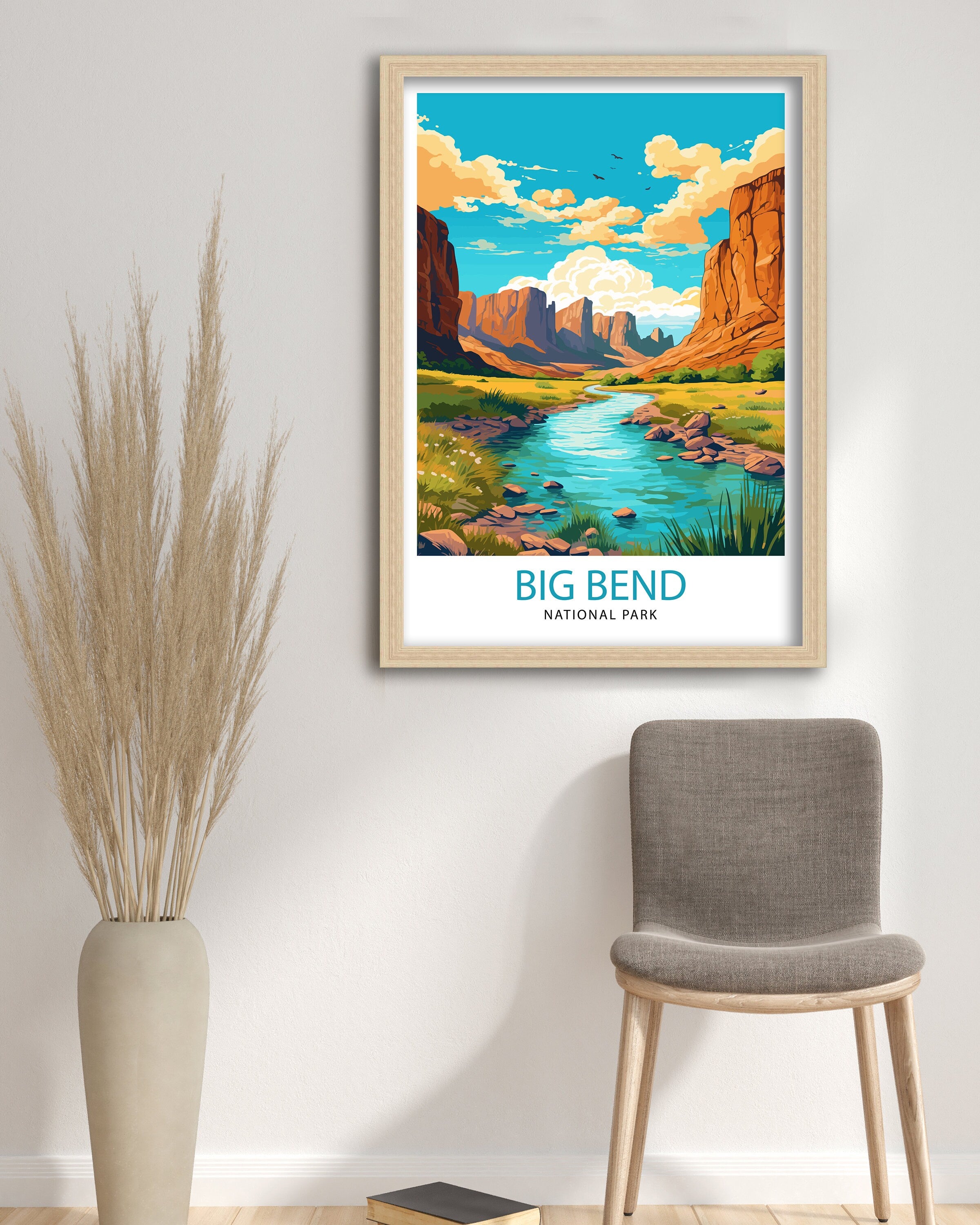 Big Bend National Park Travel Print| Big Bend Wall Decor Texas Home Living Decor Big Bend Texas Illustration Travel Poster Gift
