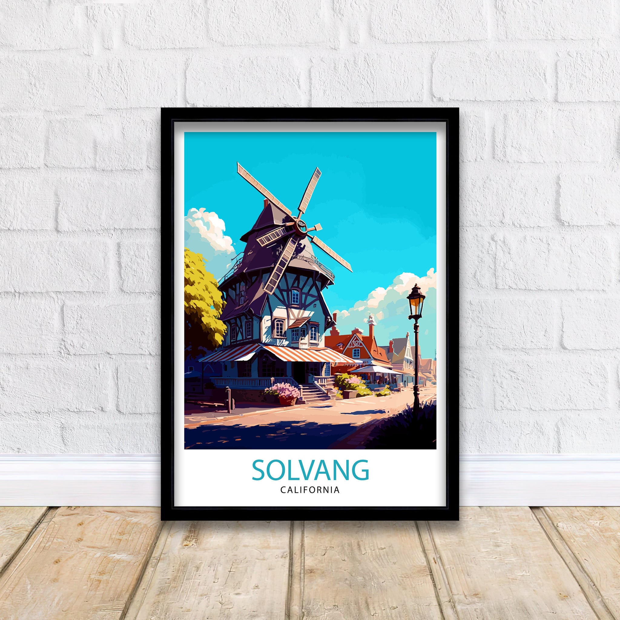 Solvang California Travel Print| Solvang Wall Decor, Solvang Home Living Decor Solvang Illustration Travel Poster Gift For Solvang