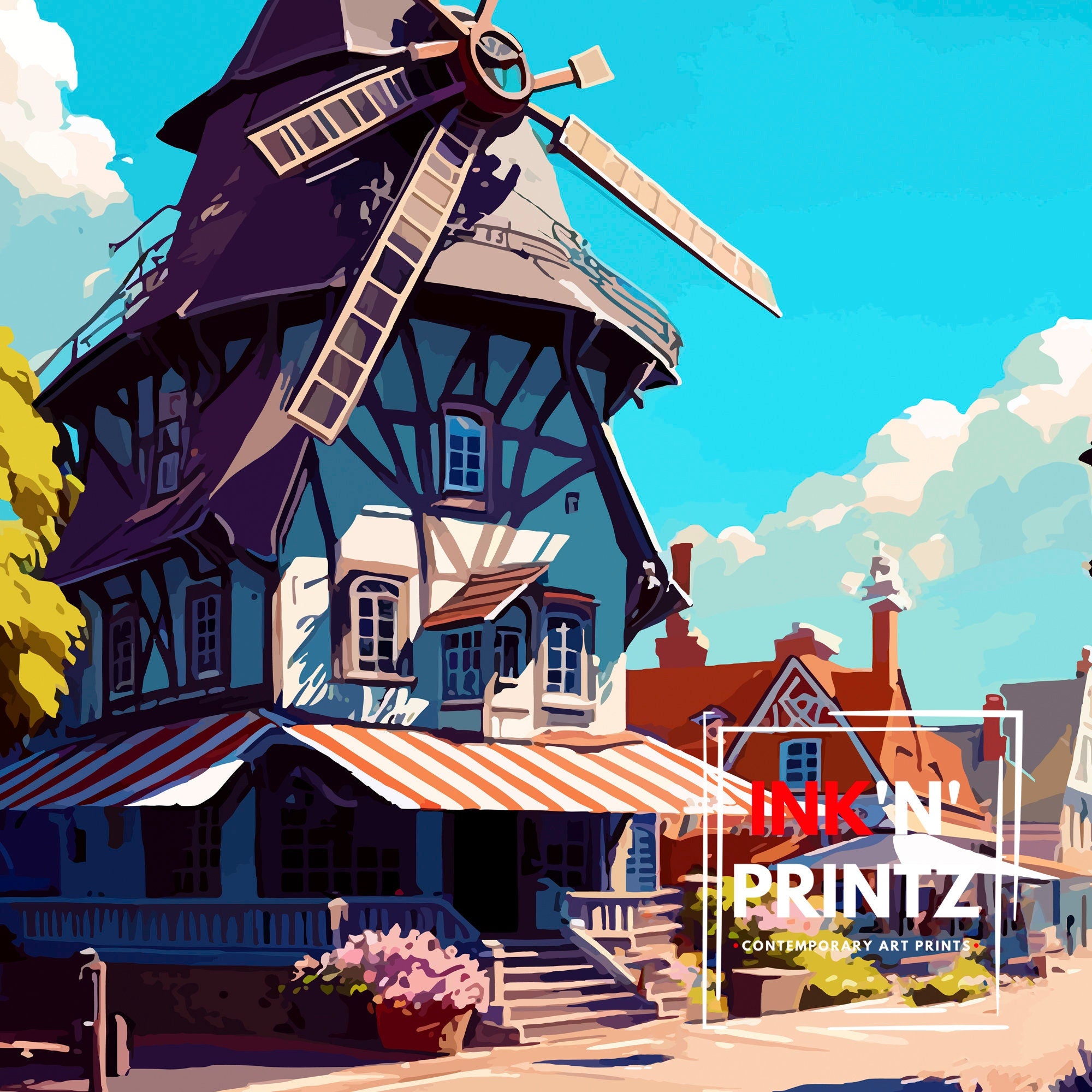 Solvang California Travel Print| Solvang Wall Decor, Solvang Home Living Decor Solvang Illustration Travel Poster Gift For Solvang