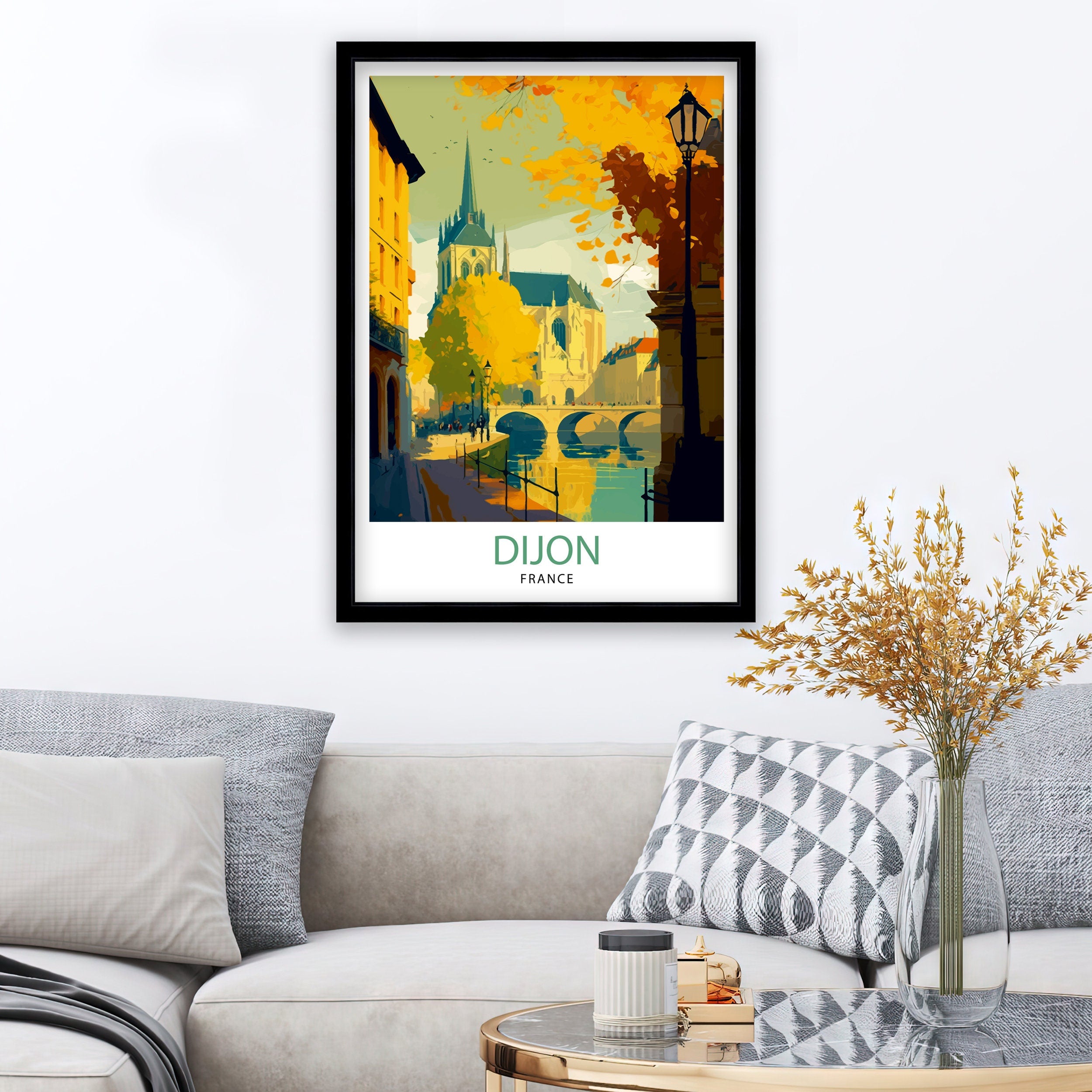 Dijon France Travel Print Dijon Wall Art Dijon Home Decor Dijon France Illustration Travel Poster Gift For Dijon France Home Decor