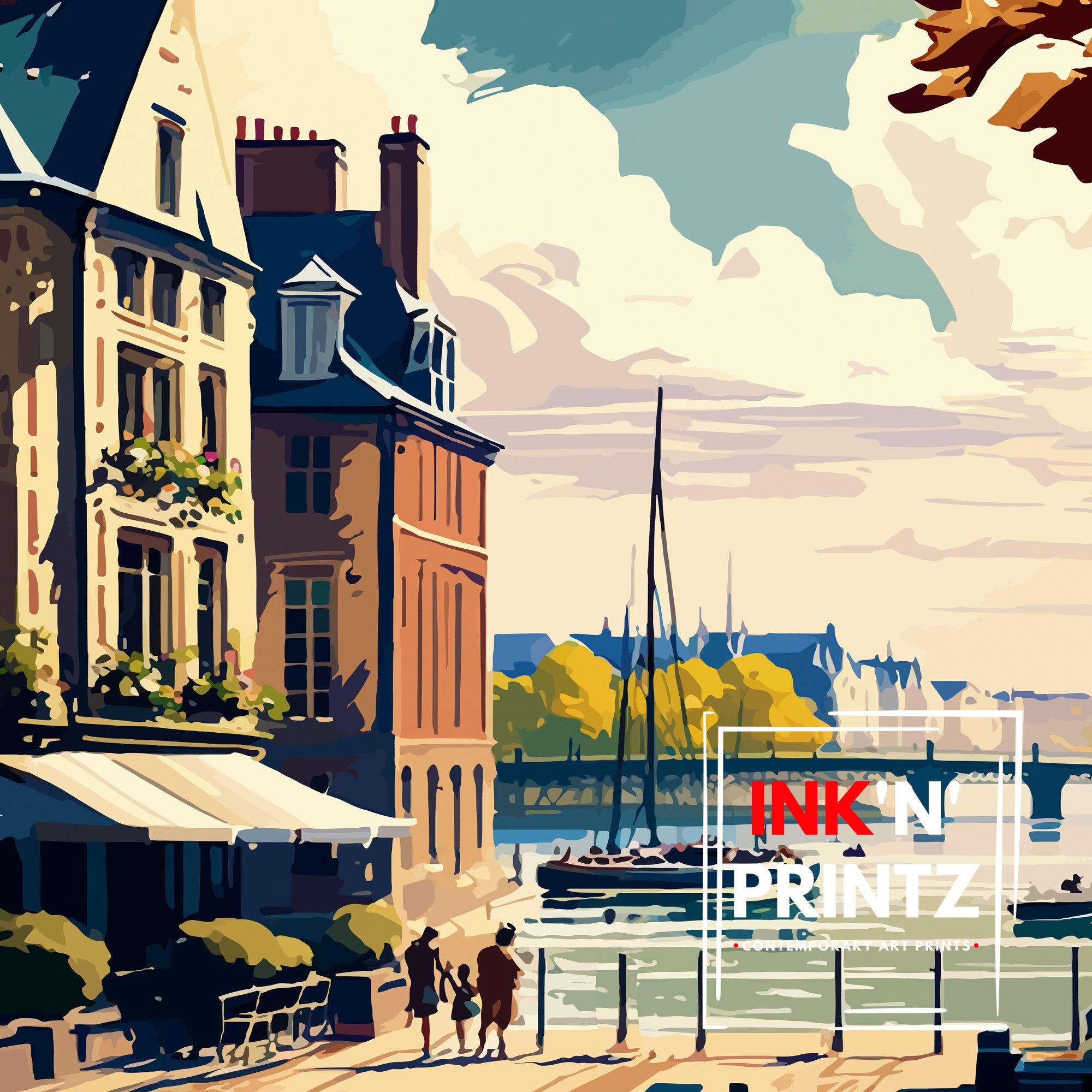 Nantes France Travel Print Nantes Wall Decor Nantes Illustration Nantes Travel Poster Gift For Nantes France Home Decor