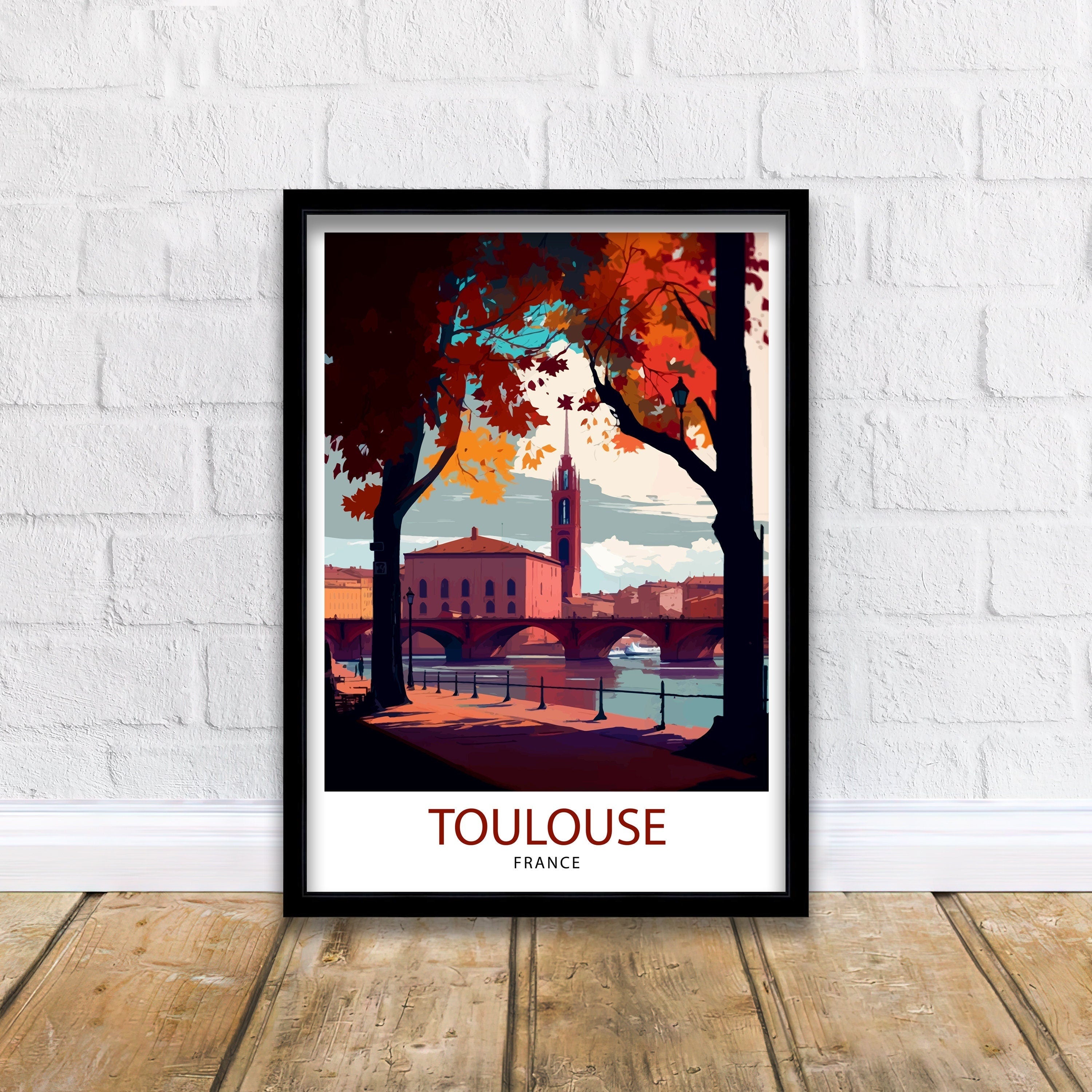 Toulouse France Travel Print Toulouse Wall Art Toulouse Home Decor Toulouse Illustration Toulouse Travel Poster France Print, France Wall