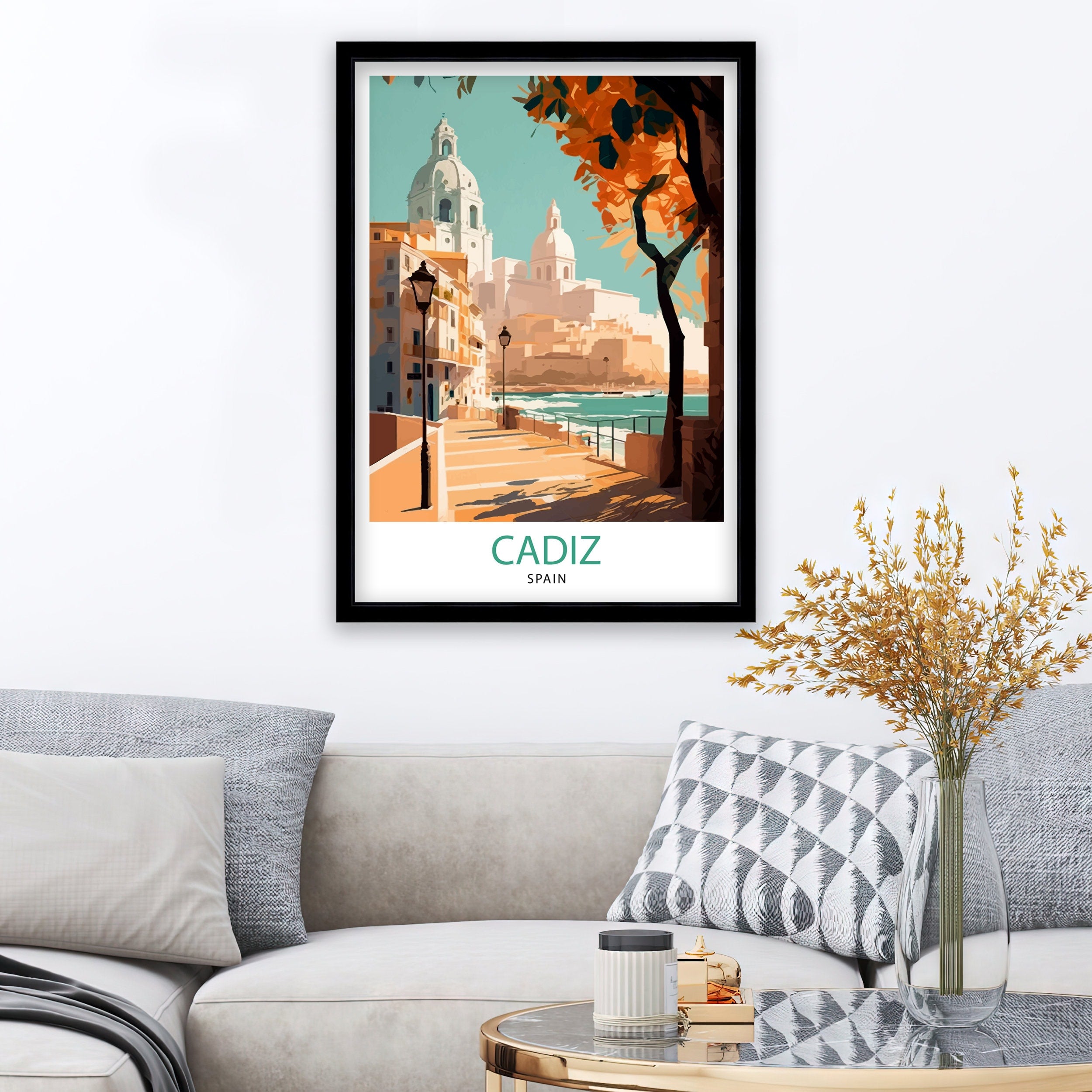 Cadiz Spain Travel Print Cadiz Wall Decor Cadiz Home Living Decor Cadiz Illustration Travel Poster Gift for Cadiz Spain Home Decor