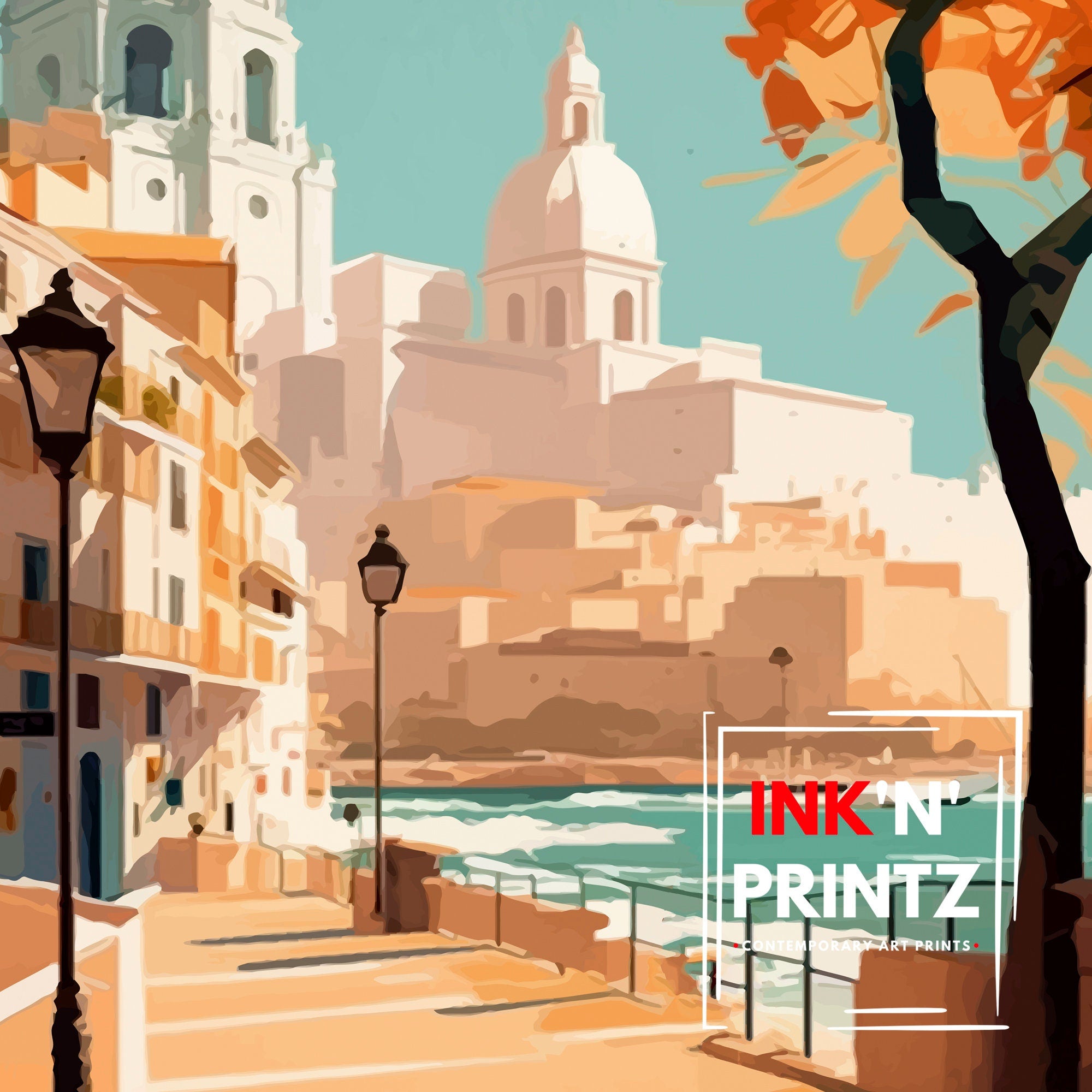 Cadiz Spain Travel Print Cadiz Wall Decor Cadiz Home Living Decor Cadiz Illustration Travel Poster Gift for Cadiz Spain Home Decor