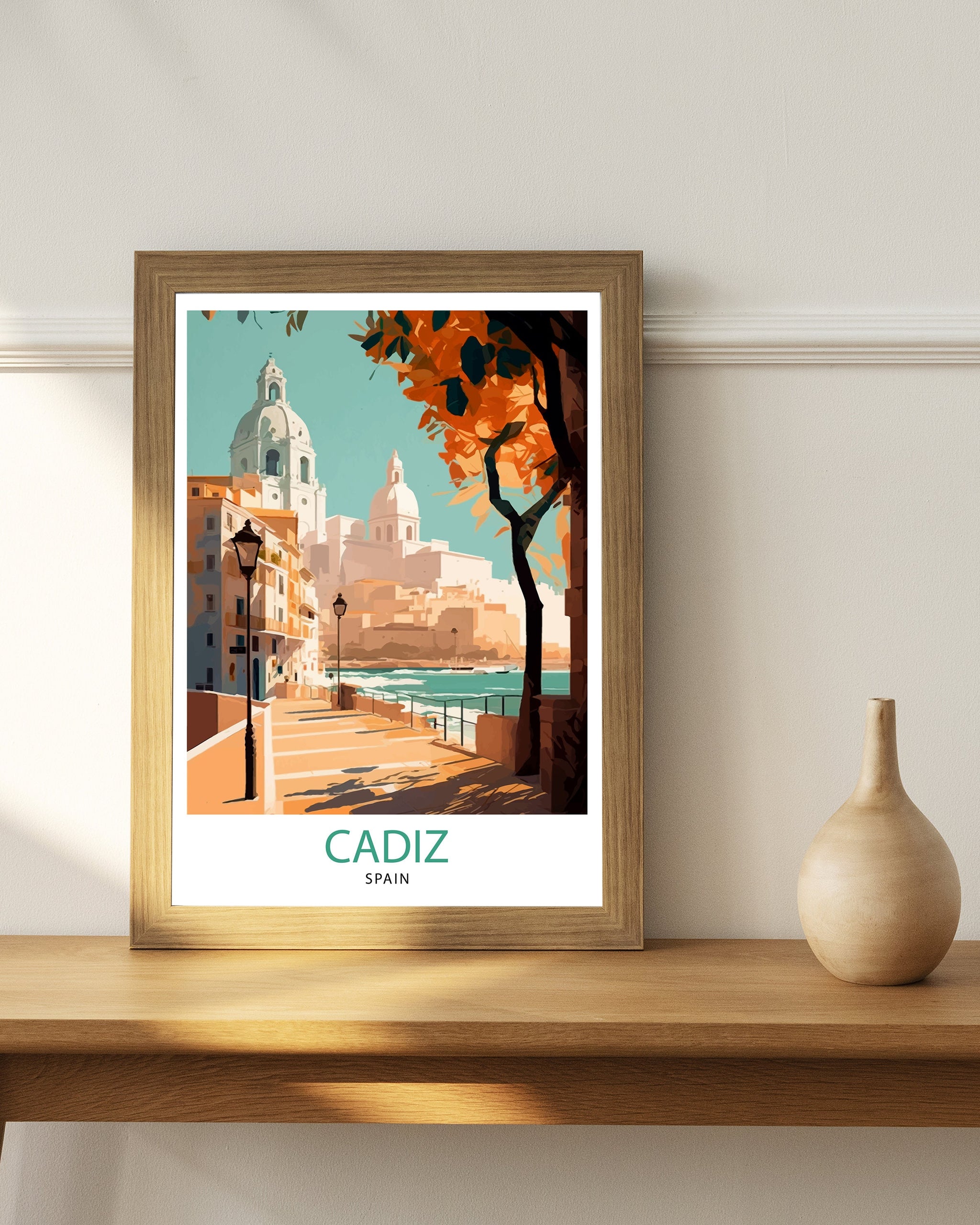 Cadiz Spain Travel Print Cadiz Wall Decor Cadiz Home Living Decor Cadiz Illustration Travel Poster Gift for Cadiz Spain Home Decor