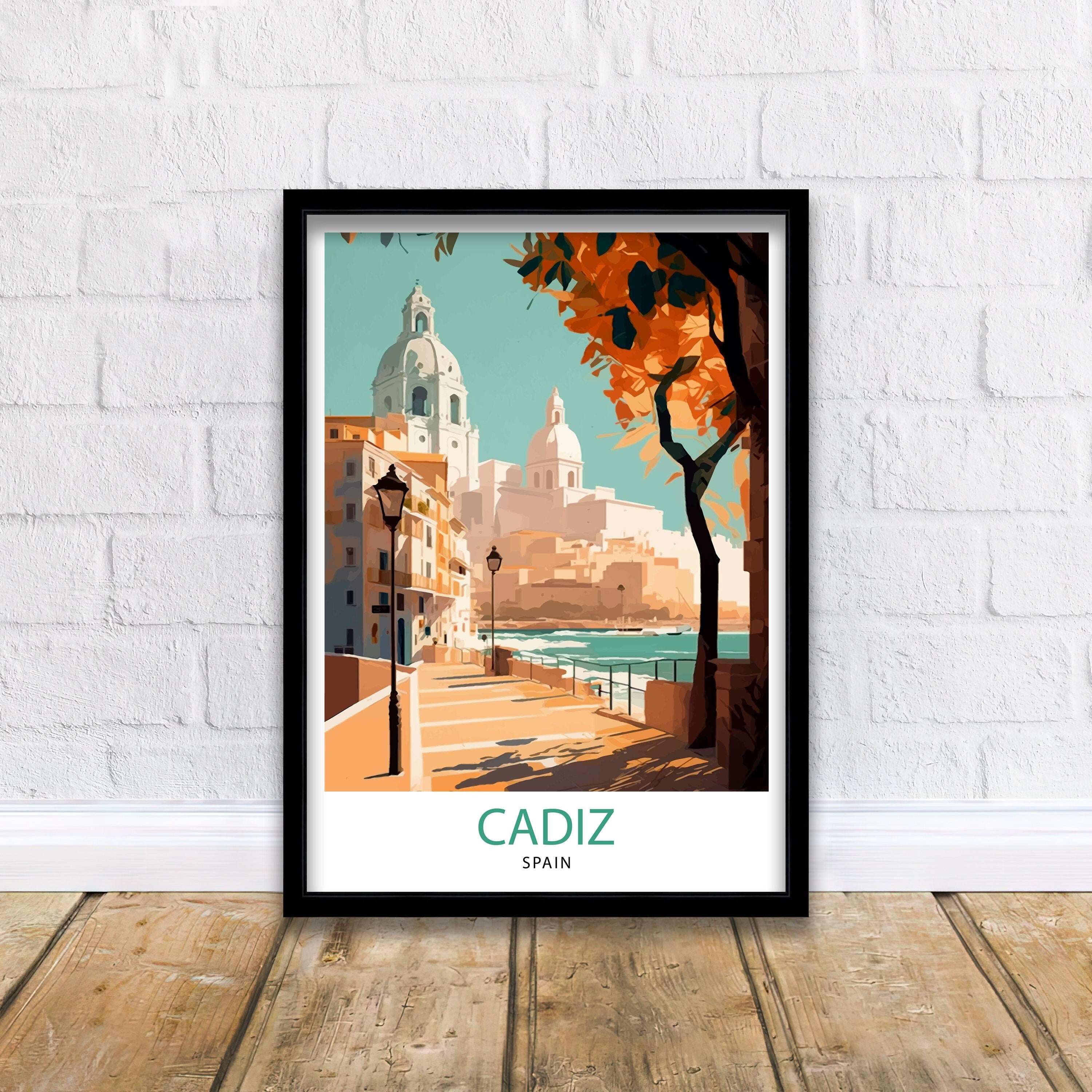 Cadiz Spain Travel Print Cadiz Wall Decor Cadiz Home Living Decor Cadiz Illustration Travel Poster Gift for Cadiz Spain Home Decor