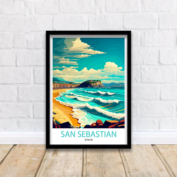 San Sebastian Travel Poster San Sebastian Wall Art San Sebastian Spain Illustration Travel Poster Gift for San Sebastian Spain Home Decor