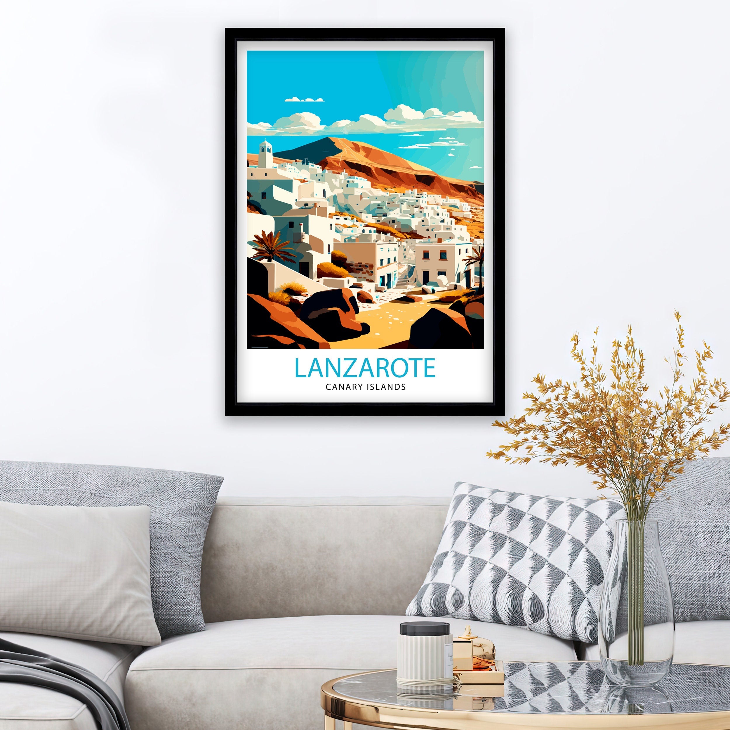 Lanzarote Spain Travel Print, Volcanic Island Art