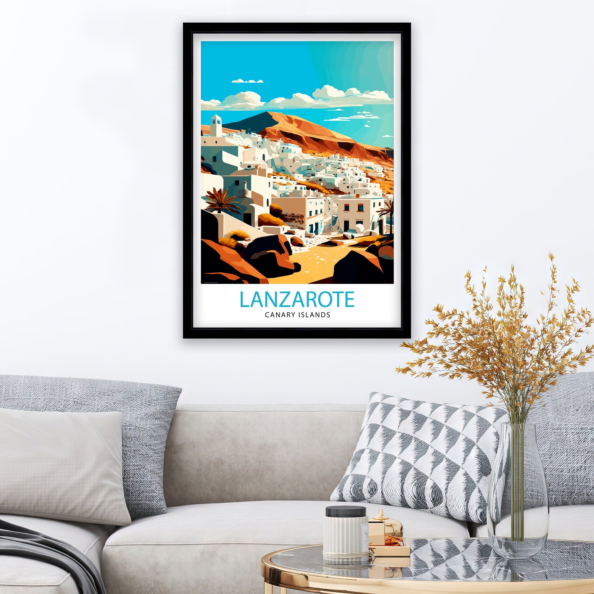 Lanzarote Spain Travel Print, Volcanic Island Art
