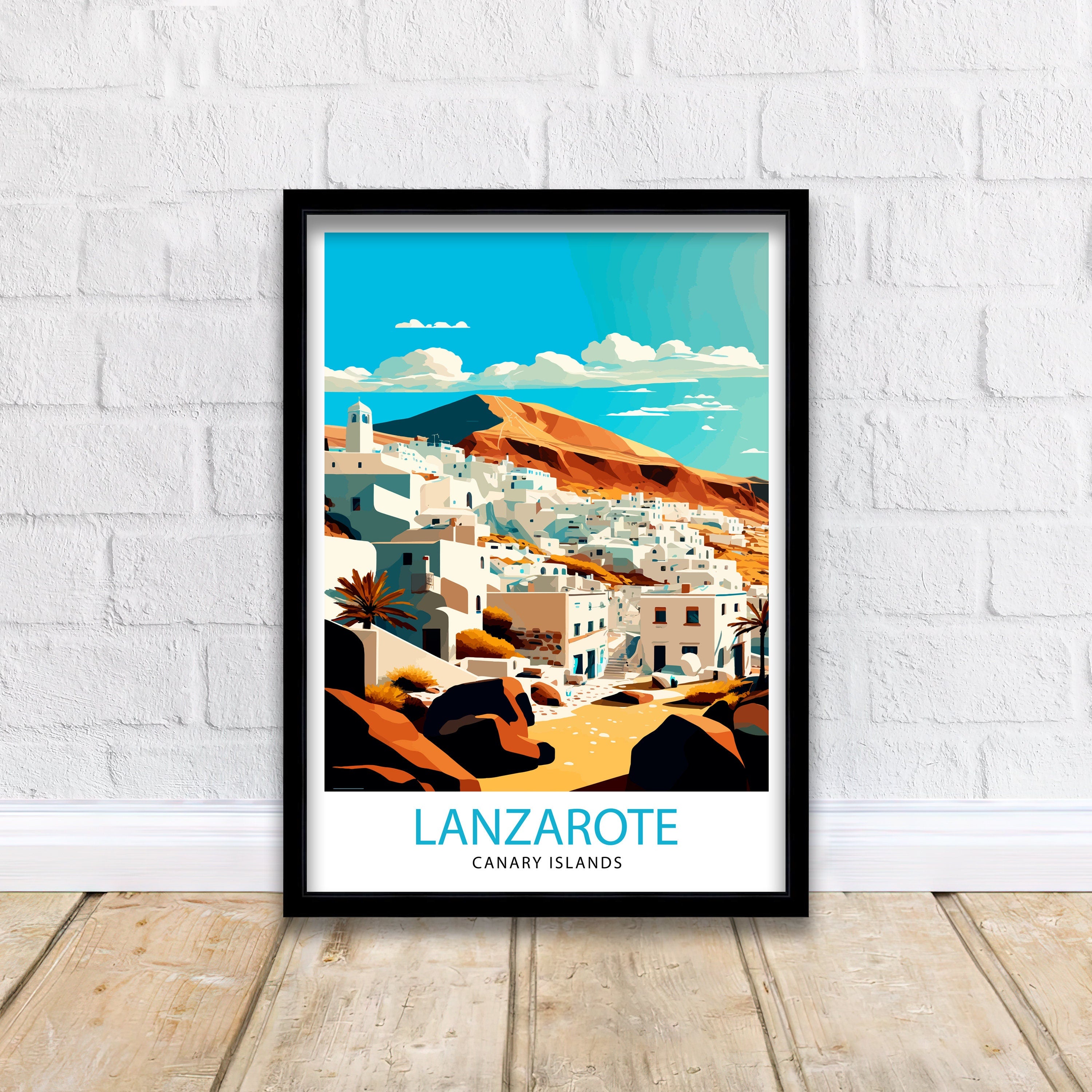 Lanzarote Spain Travel Print, Volcanic Island Art