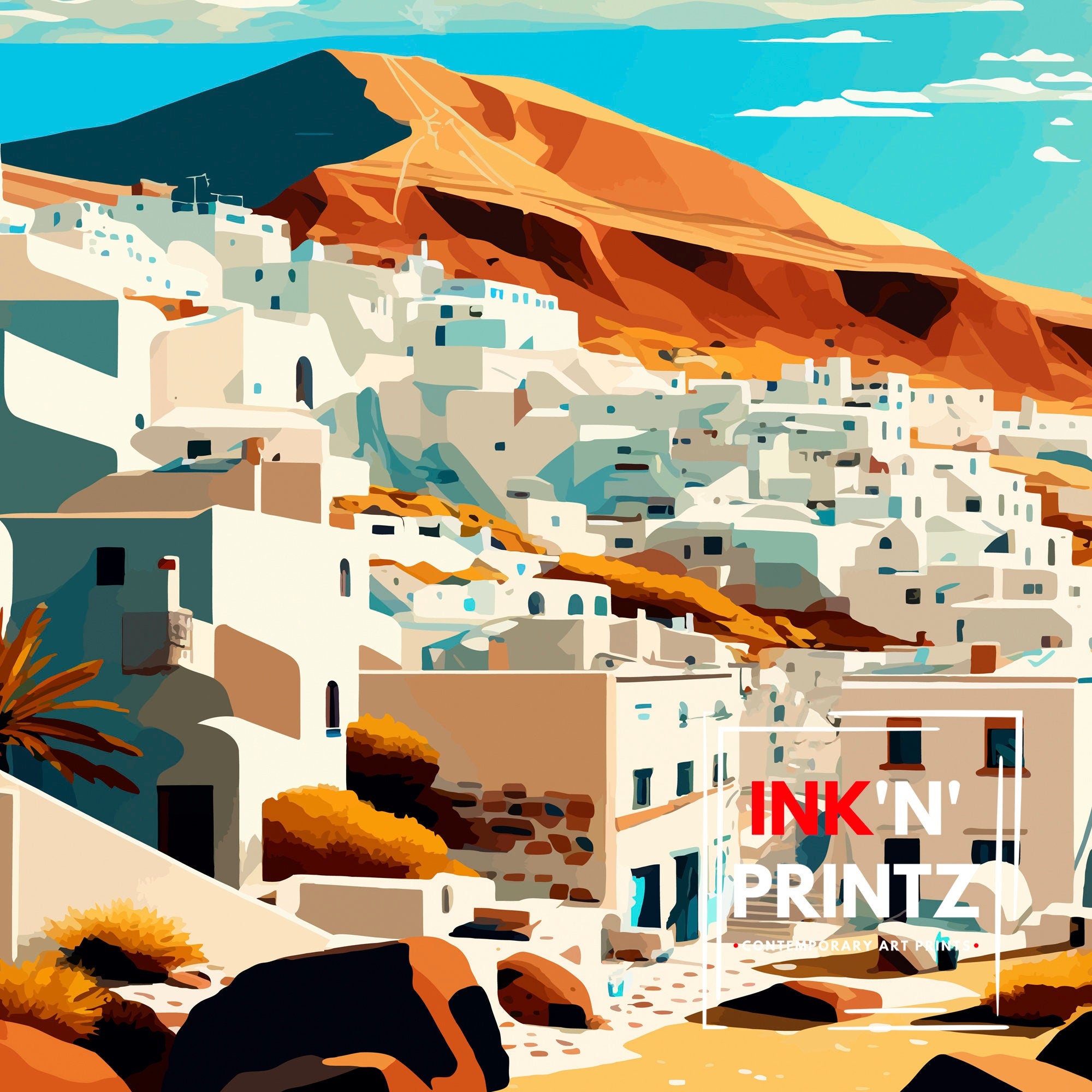 Lanzarote Spain Travel Print, Volcanic Island Art
