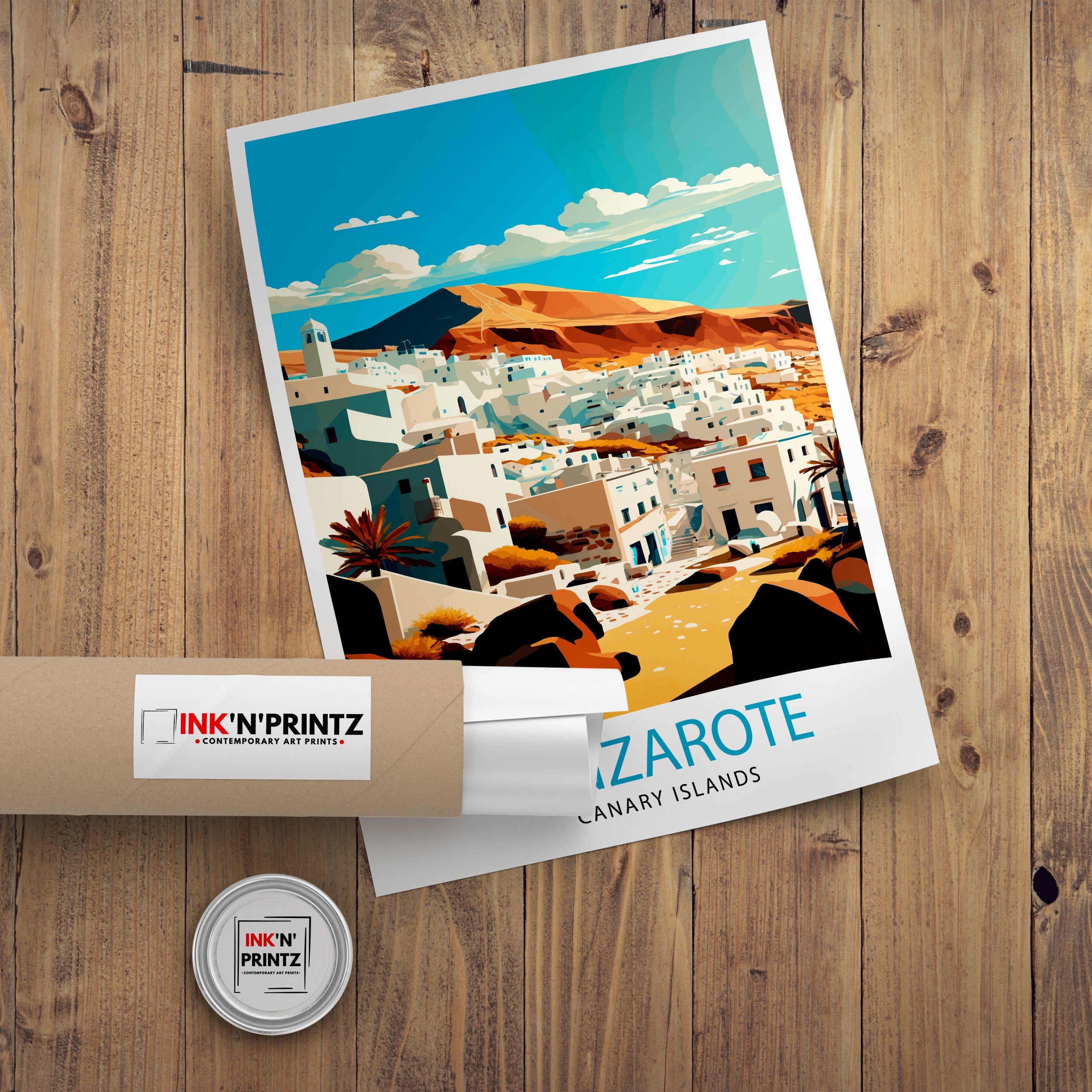 Lanzarote Spain Travel Print, Volcanic Island Art