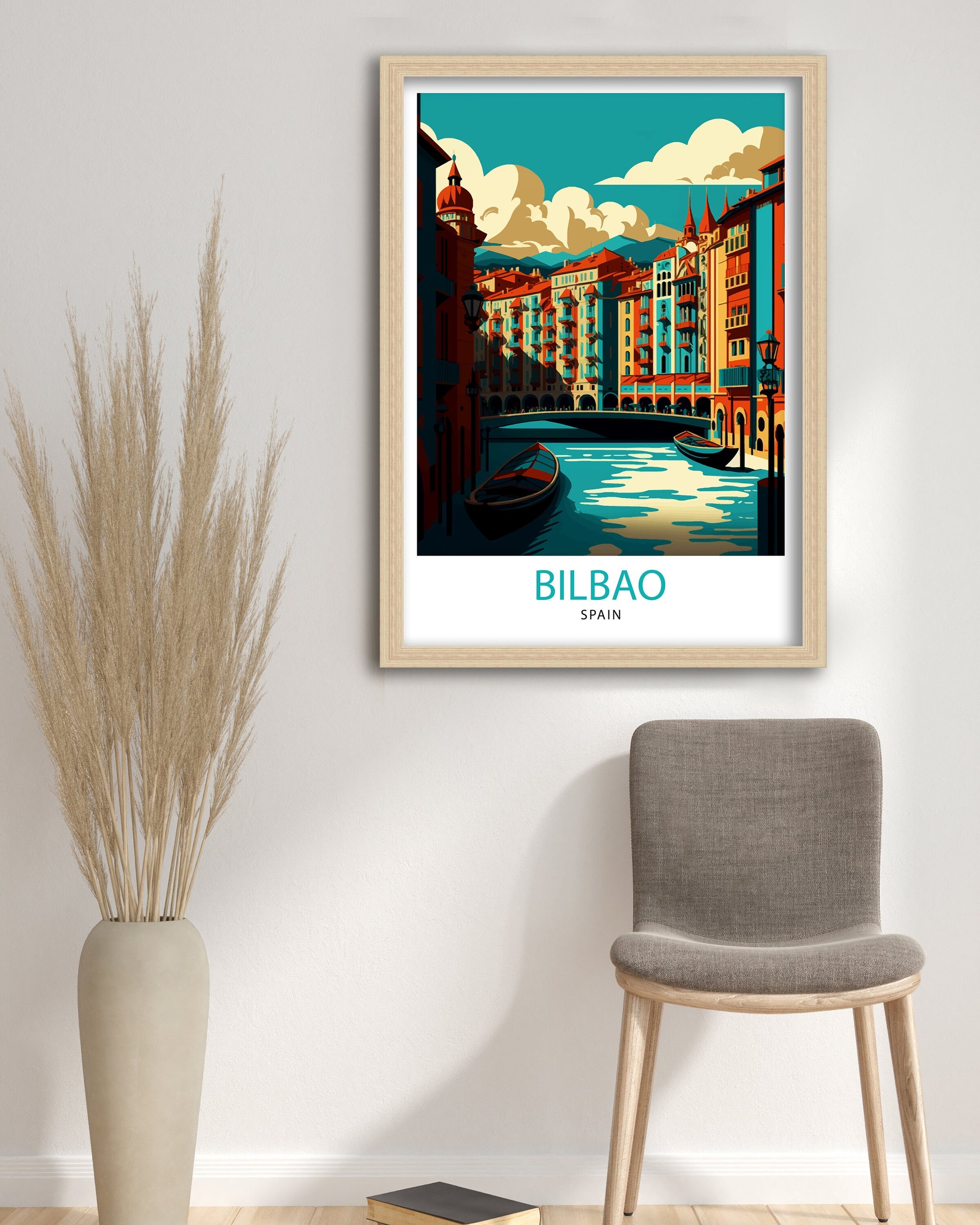 Bilbao Spain Travel Print, Guggenheim Museum Illustration