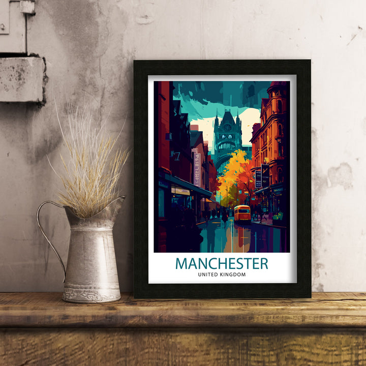 Manchester Travel Poster Manchester Wall Art Manchester Cityscape Travel Poster Home Decor Gift for Travelers