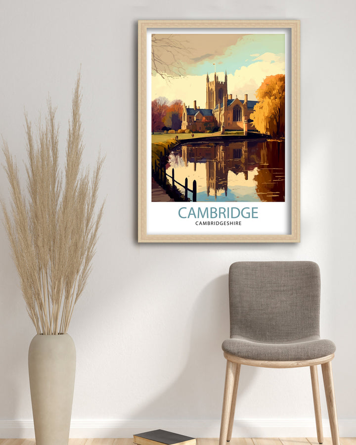 Cambridgeshire Travel Poster Cambridgeshire Wall Art Cambridgeshire Home Decor Cambridgeshire Illustration Cambridgeshire Travel Poster