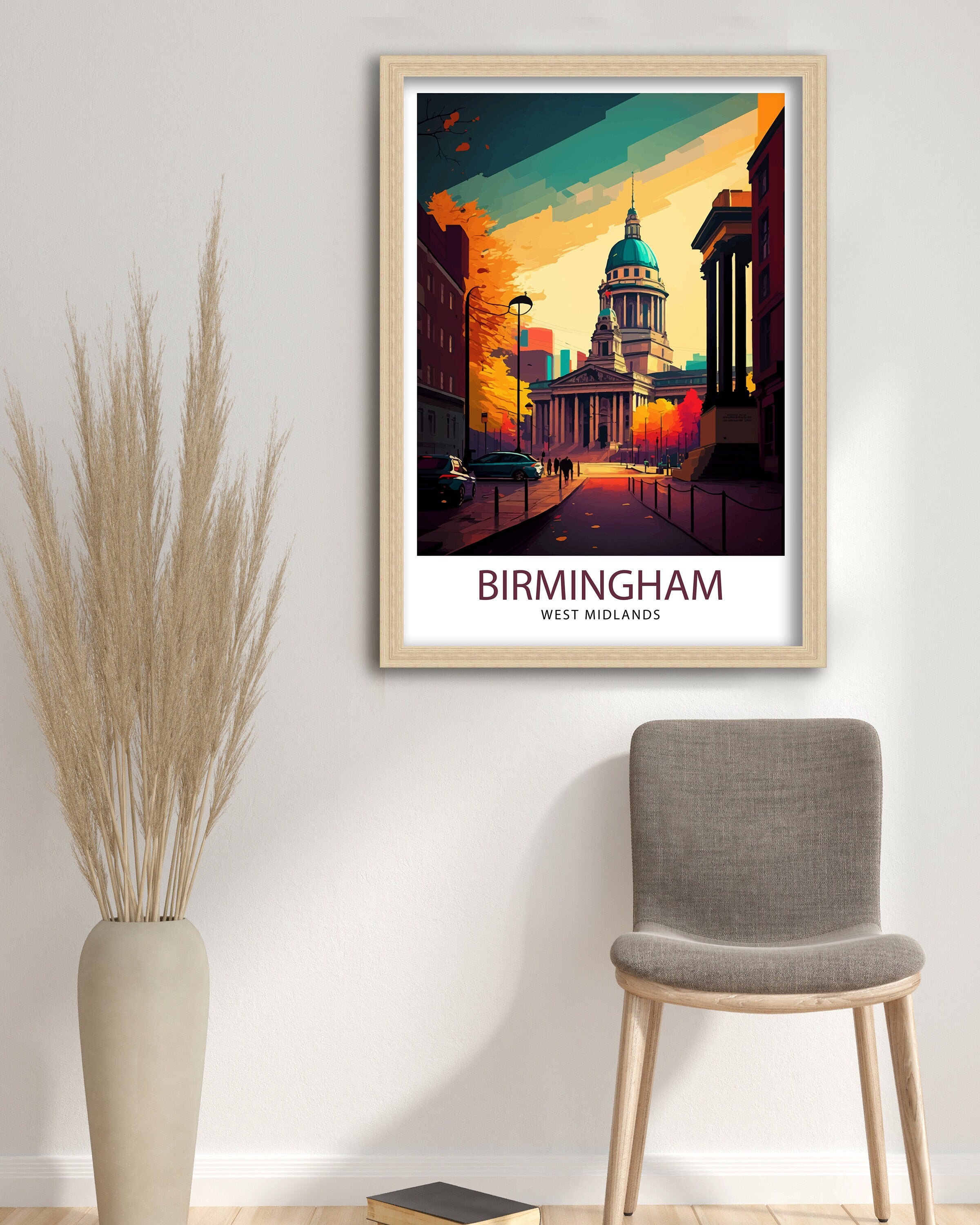 Birmingham England Travel Print Birmingham Wall Art Birmingham Cityscape UK Travel Poster England Home Decor Birmingham Skyline