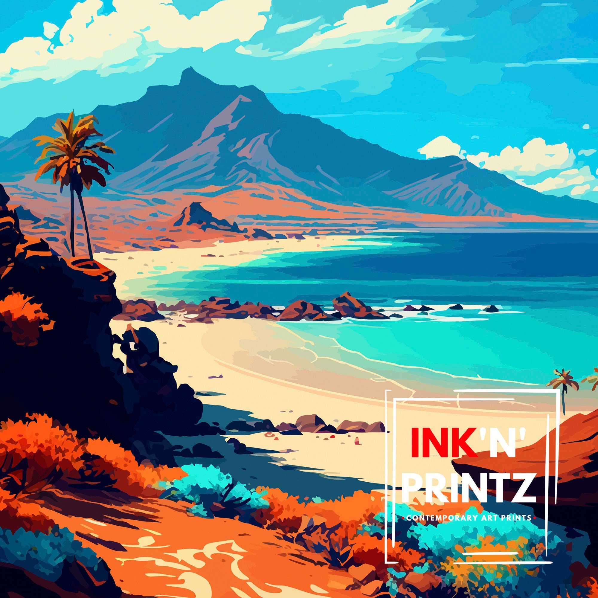Canary Islands Travel Print Wall Art Decor Canary Islands Illustration Travel Poster Canary Islands Gift Home Living Decor, Spain Travel