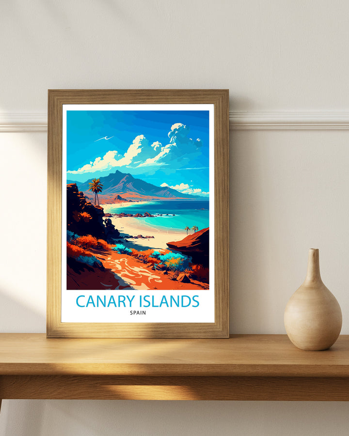 Canary Islands Travel Poster Wall Art Decor Canary Islands Illustration Travel Poster Canary Islands Gift Home Living Decor, Spain Travel