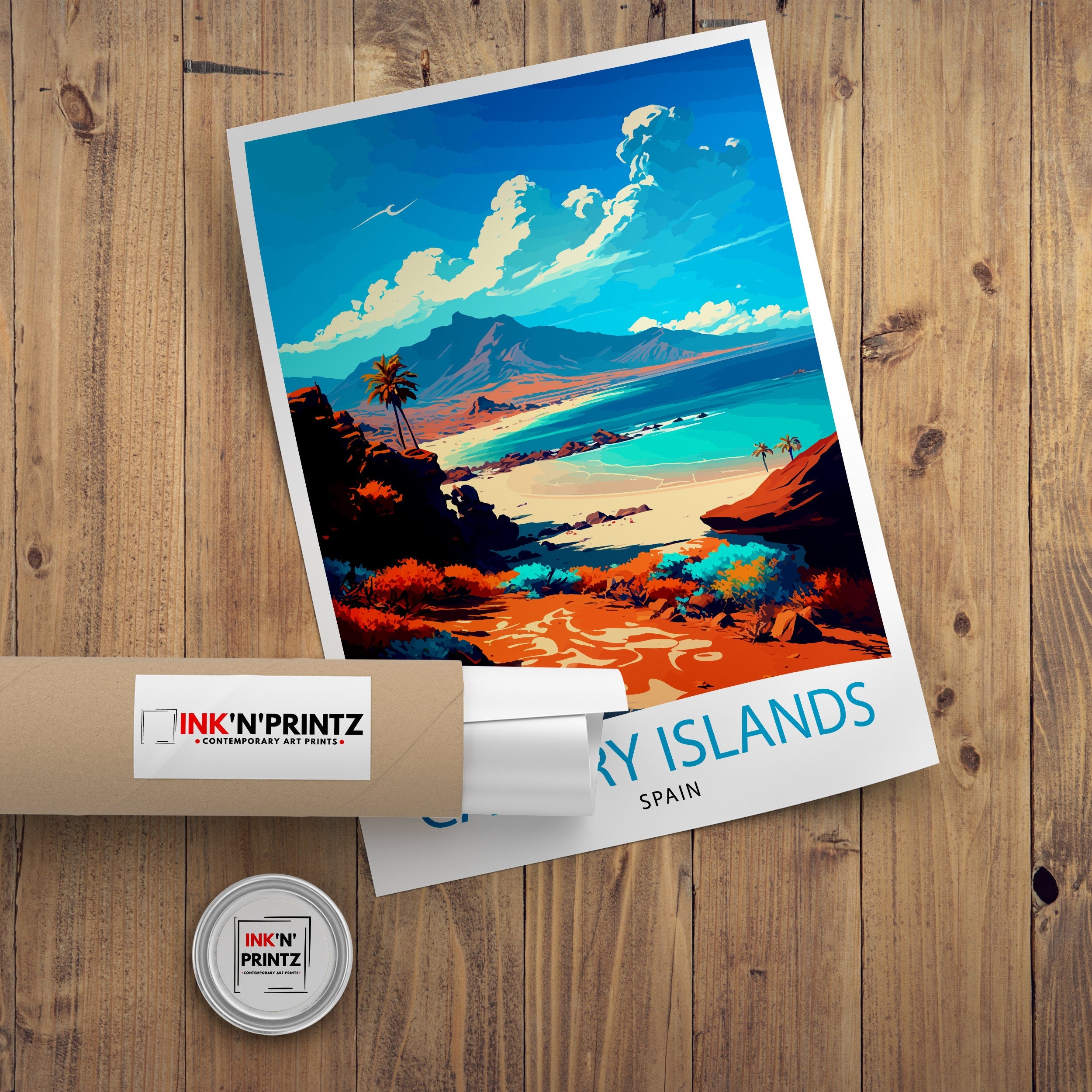 Canary Islands Travel Print Wall Art Decor Canary Islands Illustration Travel Poster Canary Islands Gift Home Living Decor, Spain Travel