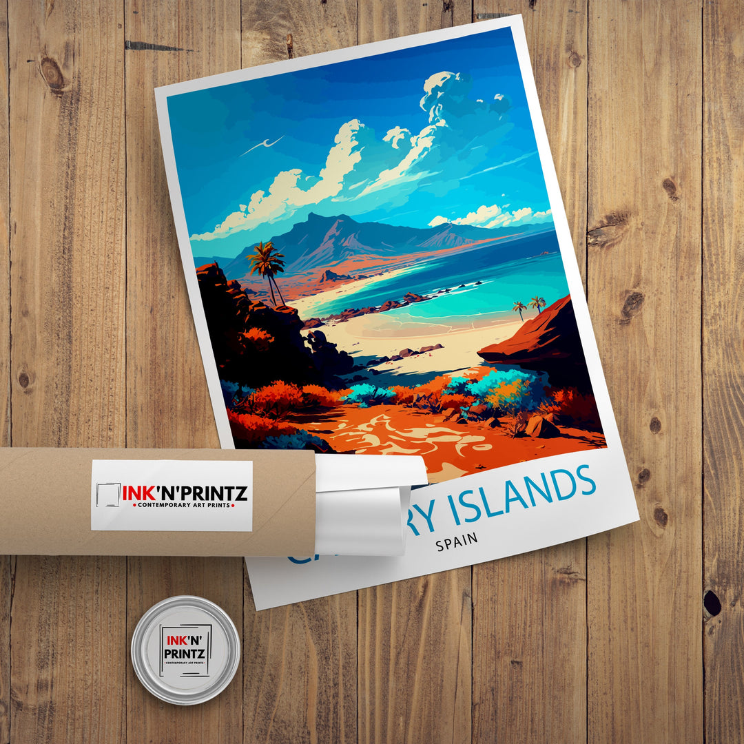Canary Islands Travel Print Wall Art Decor Canary Islands Illustration Travel Poster Canary Islands Gift Home Living Decor, Spain Travel