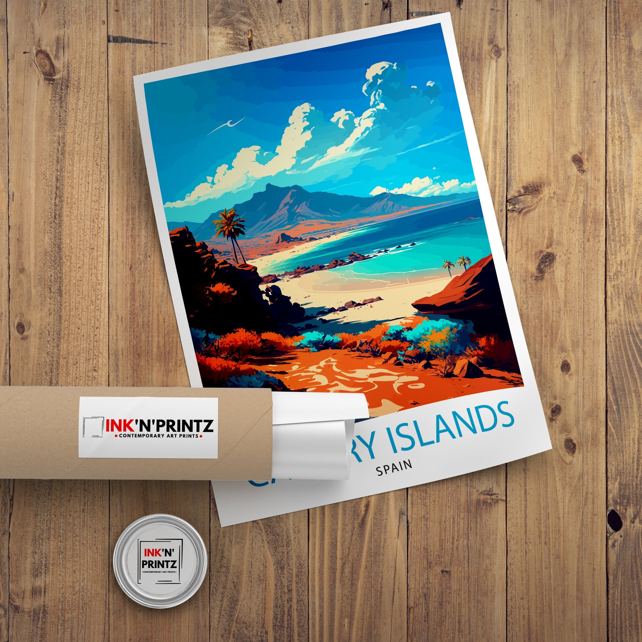 Canary Islands Travel Print Wall Art Decor Canary Islands Illustration Travel Poster Canary Islands Gift Home Living Decor, Spain Travel