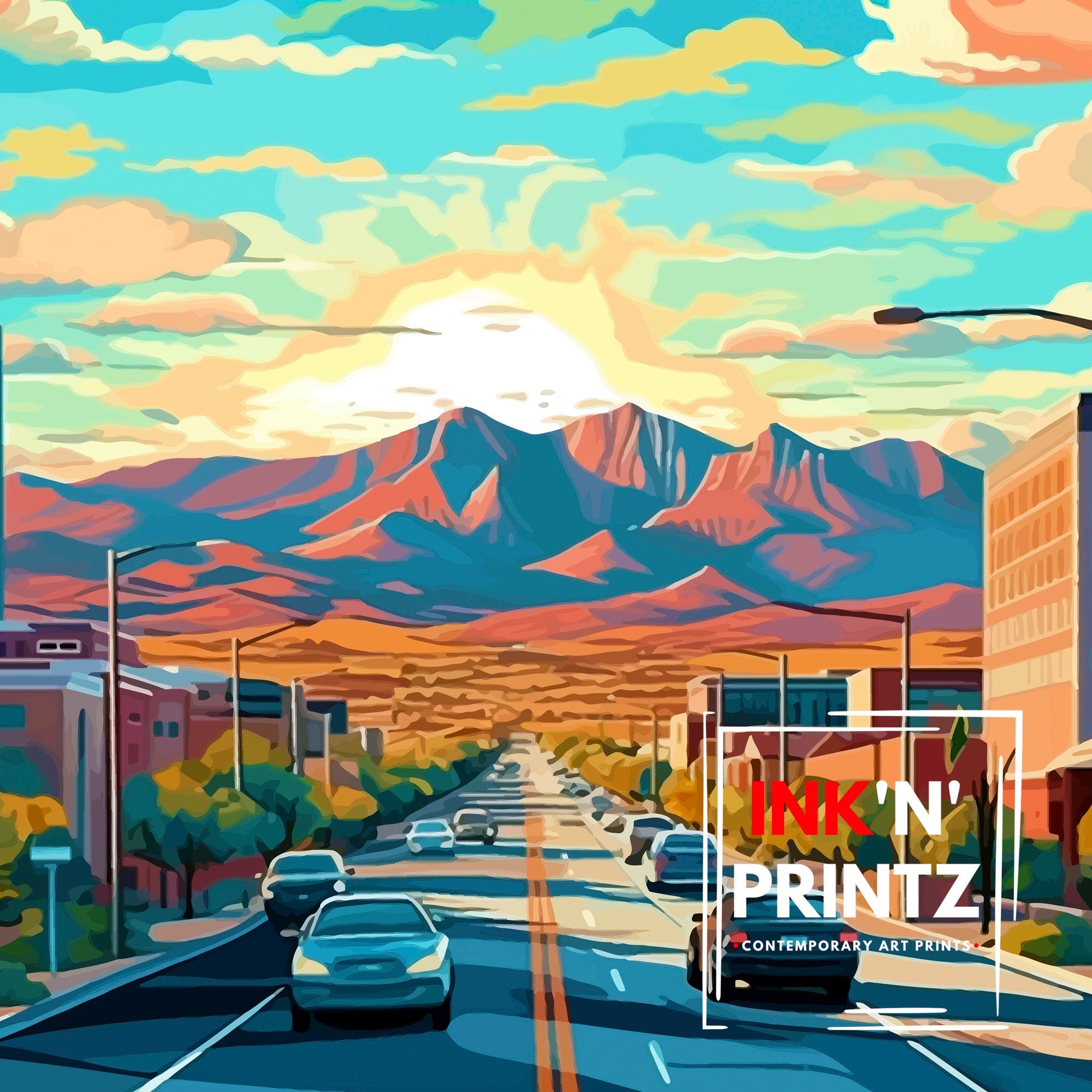Tucson Arizona Travel Print| Tucson Wall Art Tucson Home Decor Tucson Illustration Travel Poster Arizona Gift Southwest Wall Decor