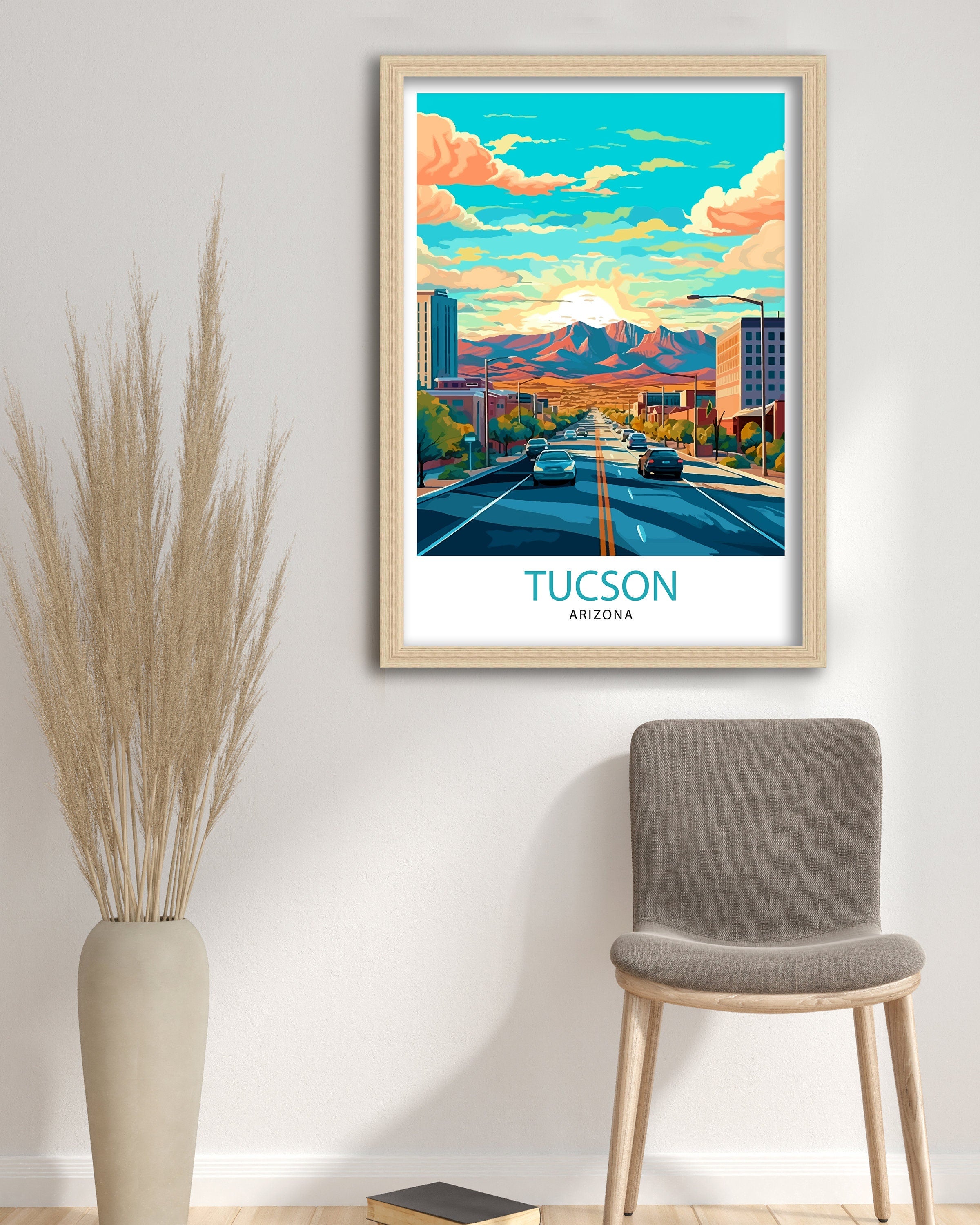 Tucson Arizona Travel Print| Tucson Wall Art Tucson Home Decor Tucson Illustration Travel Poster Arizona Gift Southwest Wall Decor
