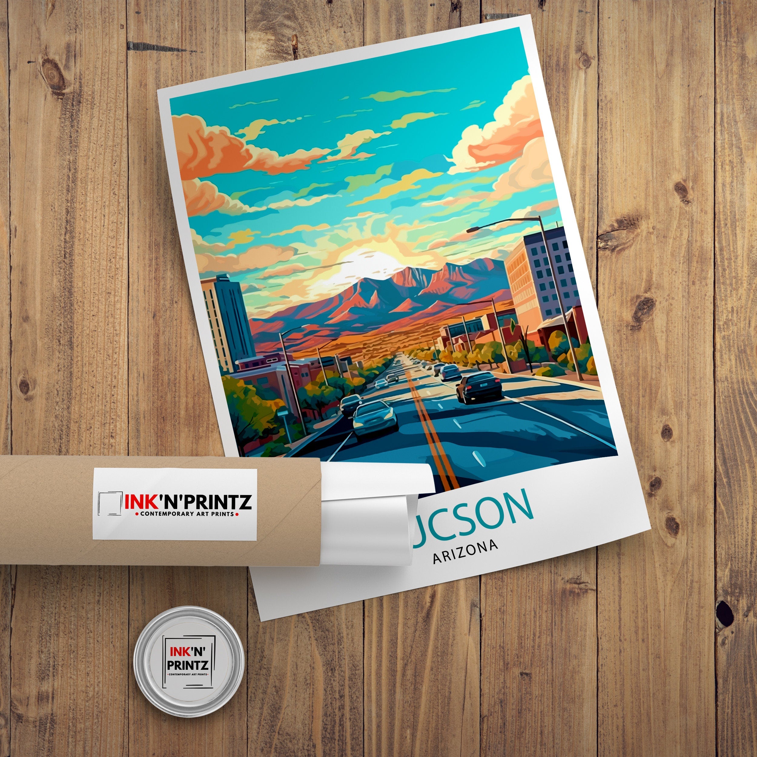Tucson Arizona Travel Print| Tucson Wall Art Tucson Home Decor Tucson Illustration Travel Poster Arizona Gift Southwest Wall Decor