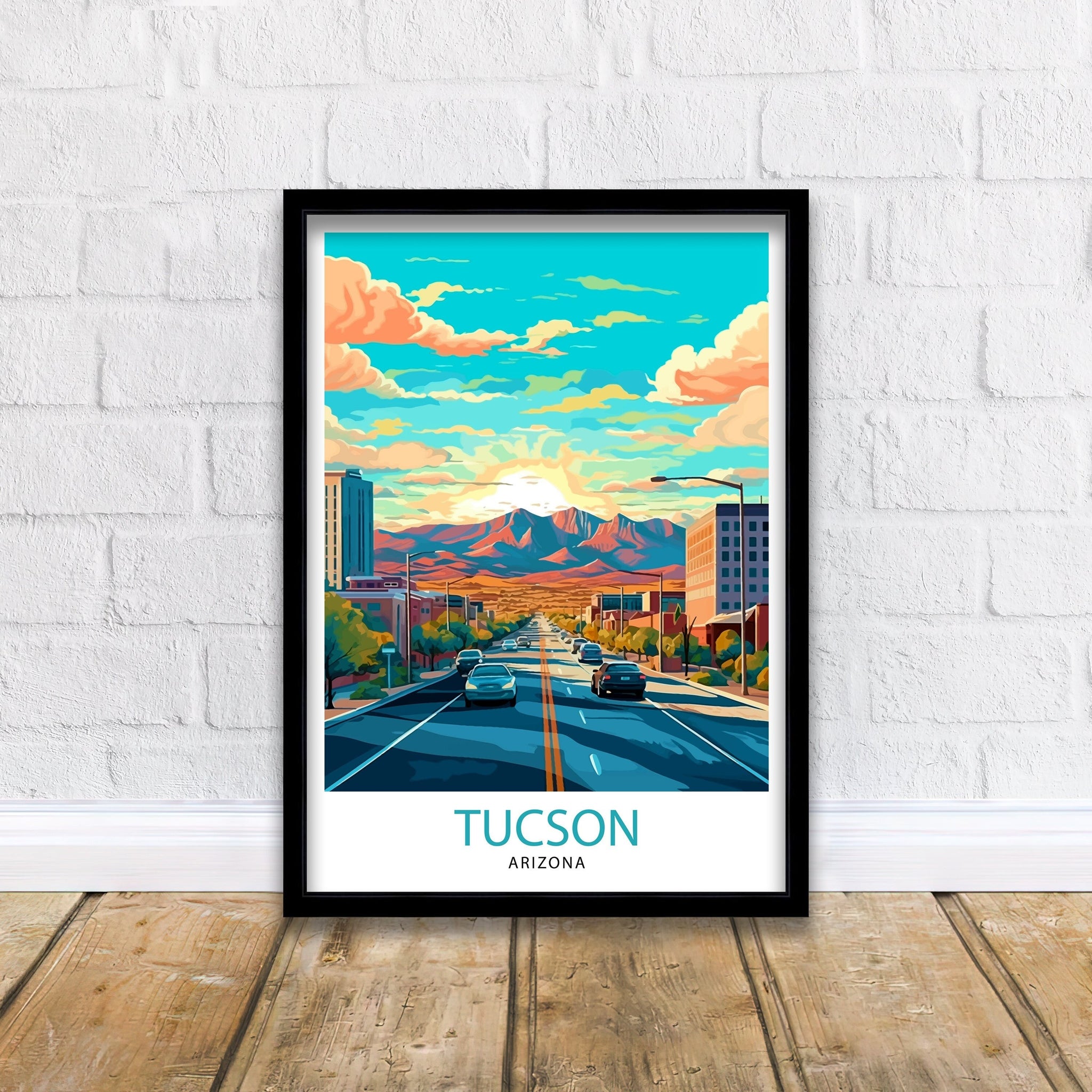 Tucson Arizona Travel Print| Tucson Wall Art Tucson Home Decor Tucson Illustration Travel Poster Arizona Gift Southwest Wall Decor