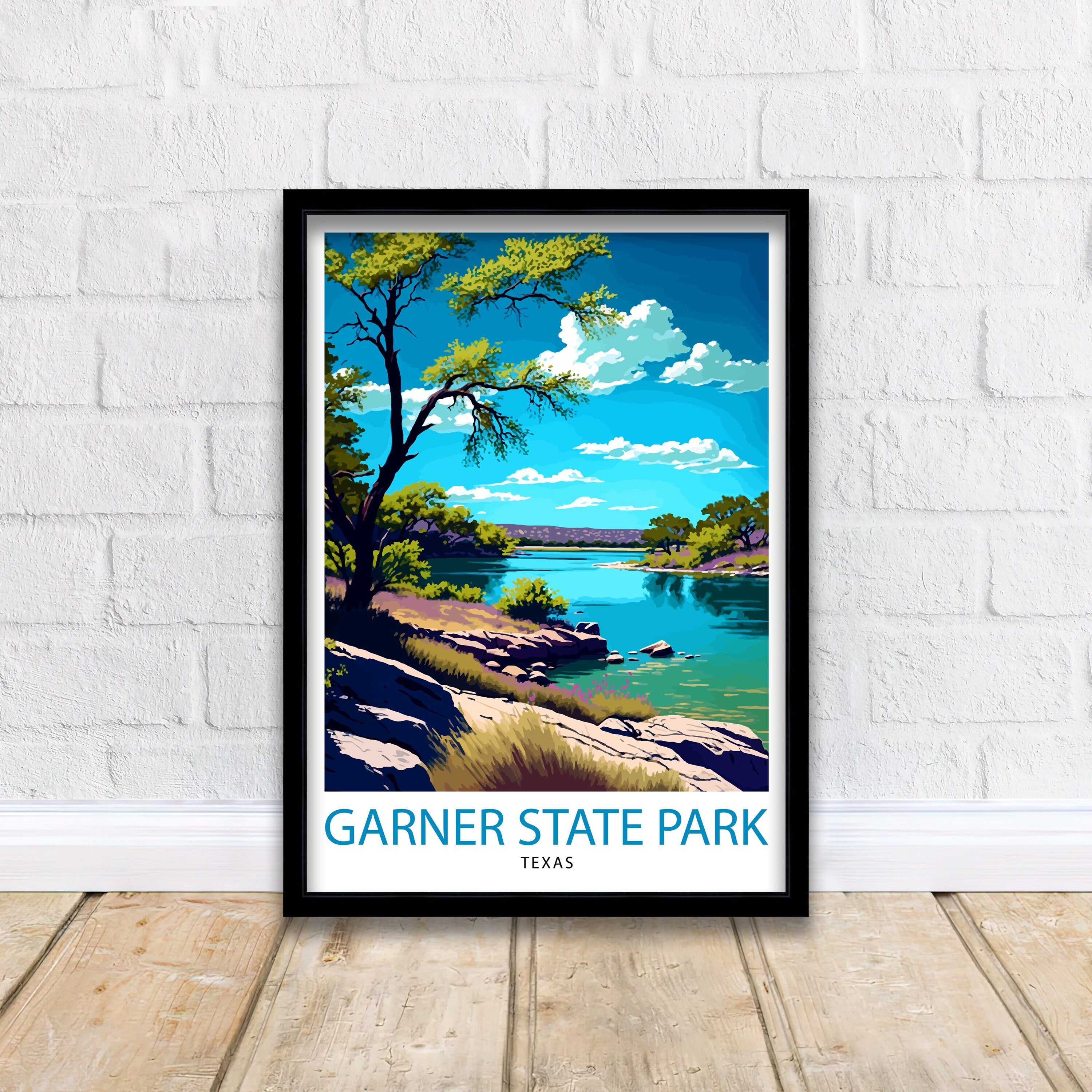 Garner State Texas Travel Print| Texas Wall Decor Texas Home Living Decor Garner State Park Illustration Travel Poster Gift for Texas Home