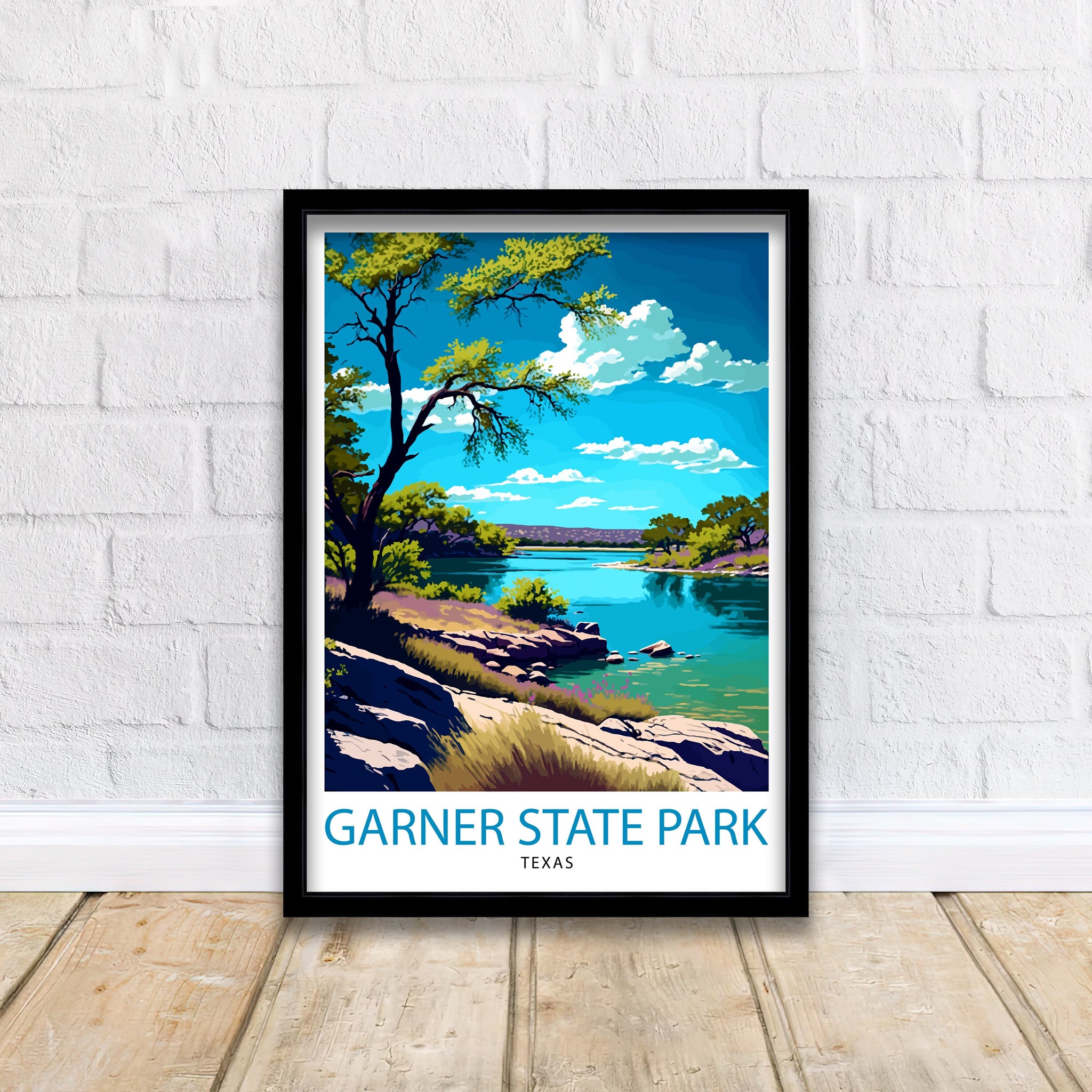 Garner State Texas Travel Print| Texas Wall Decor Texas Home Living Decor Garner State Park Illustration Travel Poster Gift for Texas Home