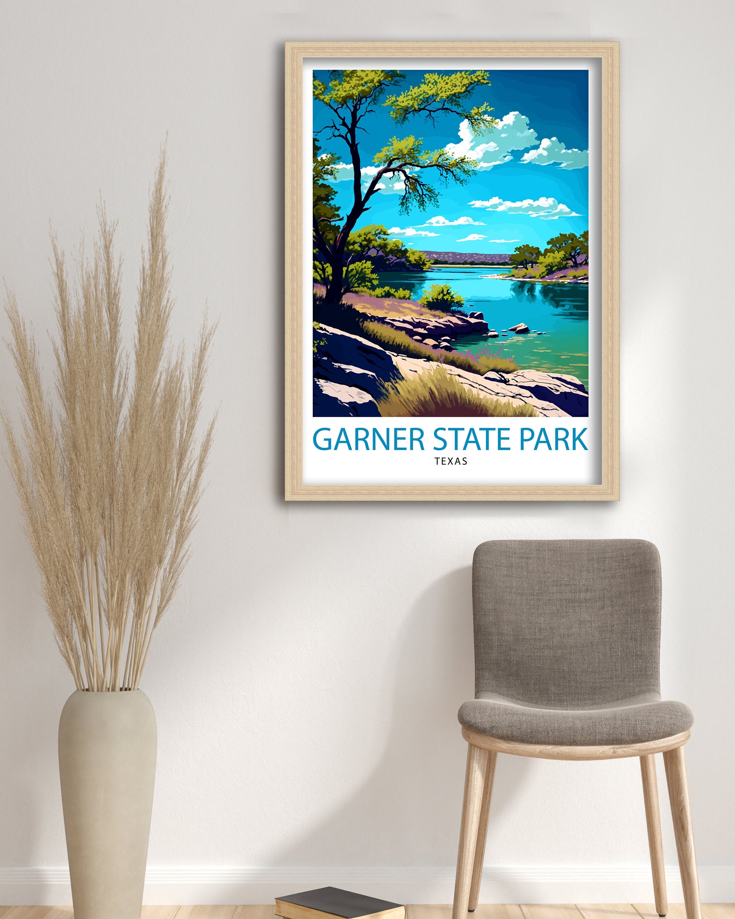 Garner State Texas Travel Print| Texas Wall Decor Texas Home Living Decor Garner State Park Illustration Travel Poster Gift for Texas Home