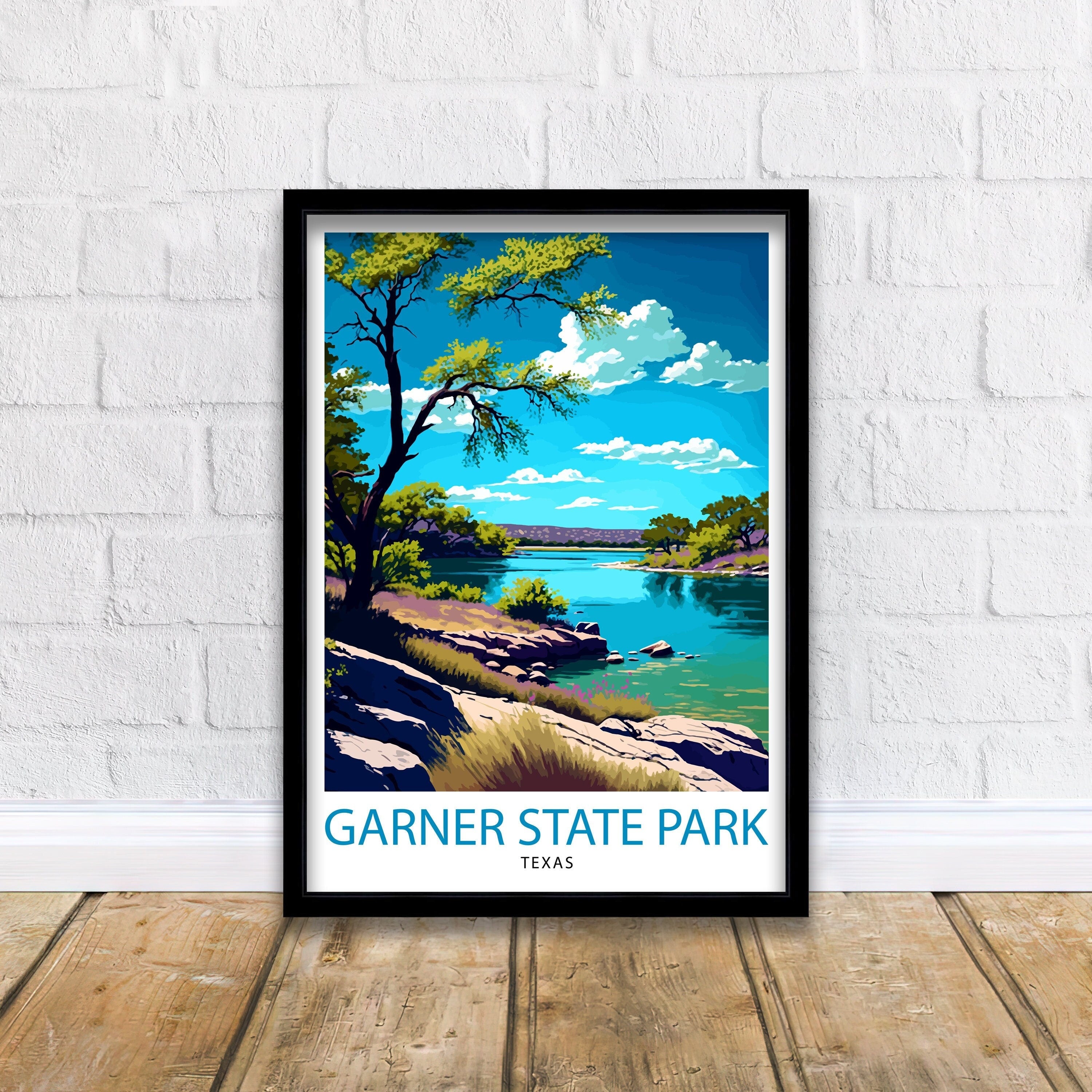 Garner State Texas Travel Print| Texas Wall Decor Texas Home Living Decor Garner State Park Illustration Travel Poster Gift for Texas Home