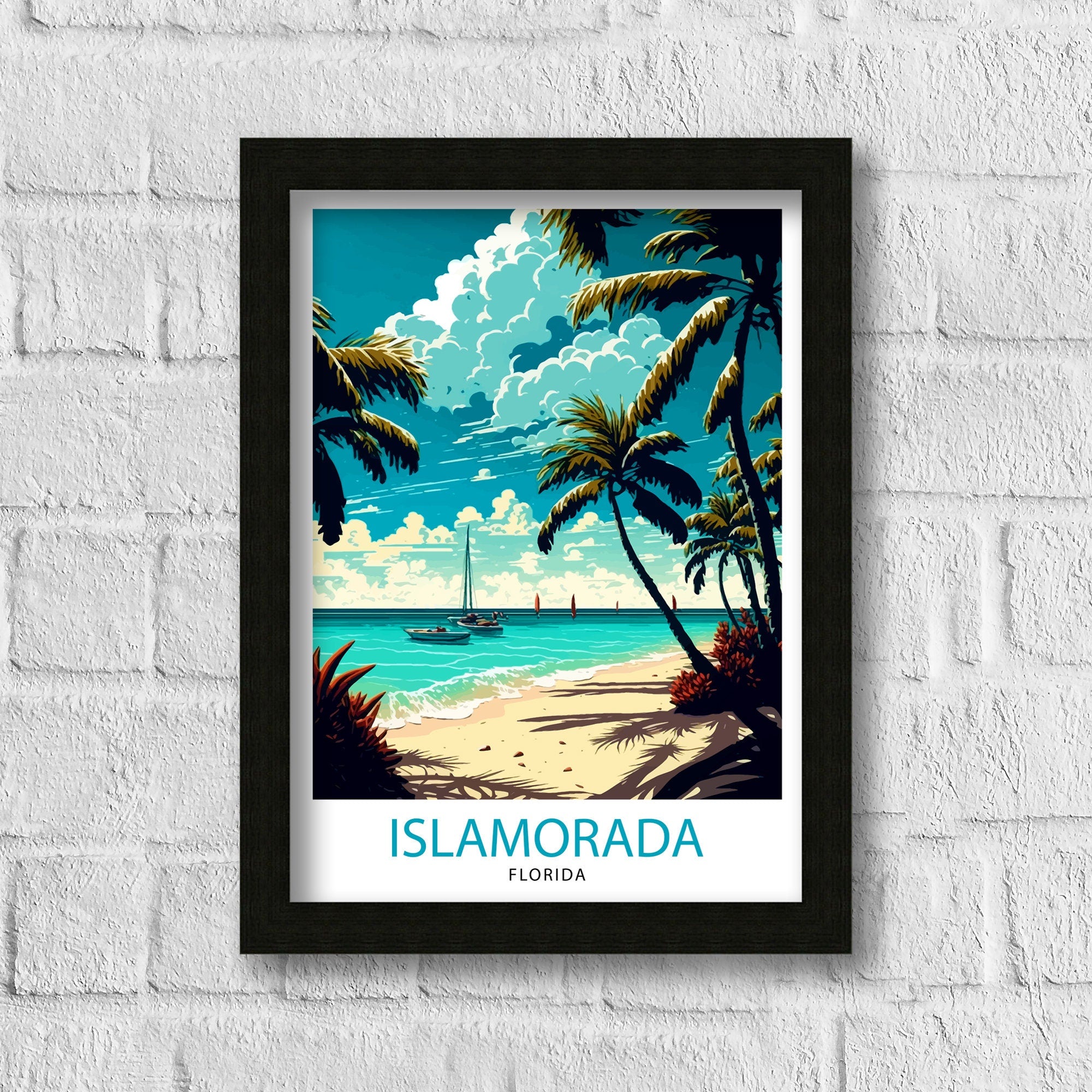 Islamorada Florida Travel Print| Islamorada Wall Art Florida Keys Illustration Travel Poster Gift For Florida Traveler Home Decor