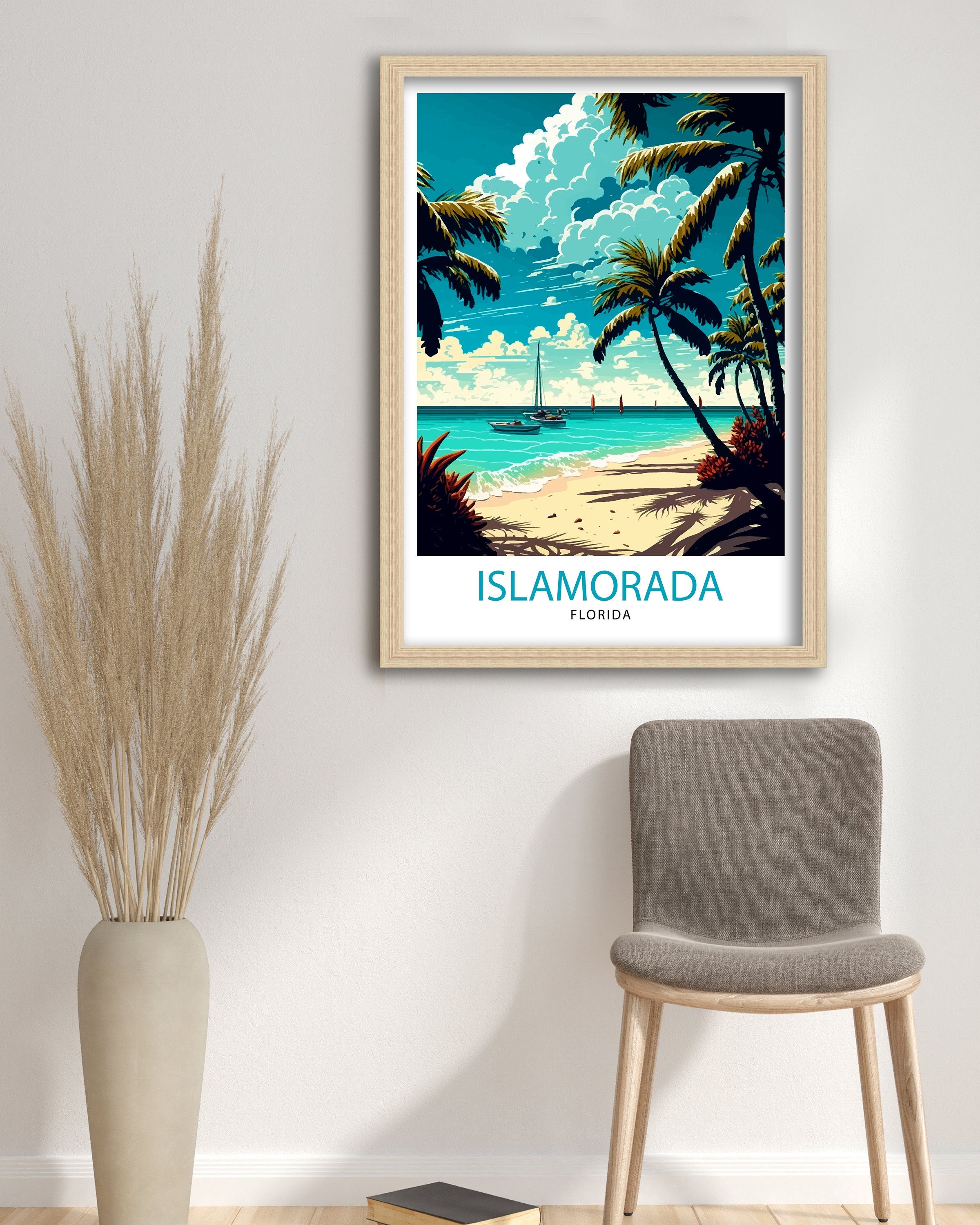 Islamorada Florida Travel Print| Islamorada Wall Art Florida Keys Illustration Travel Poster Gift For Florida Traveler Home Decor
