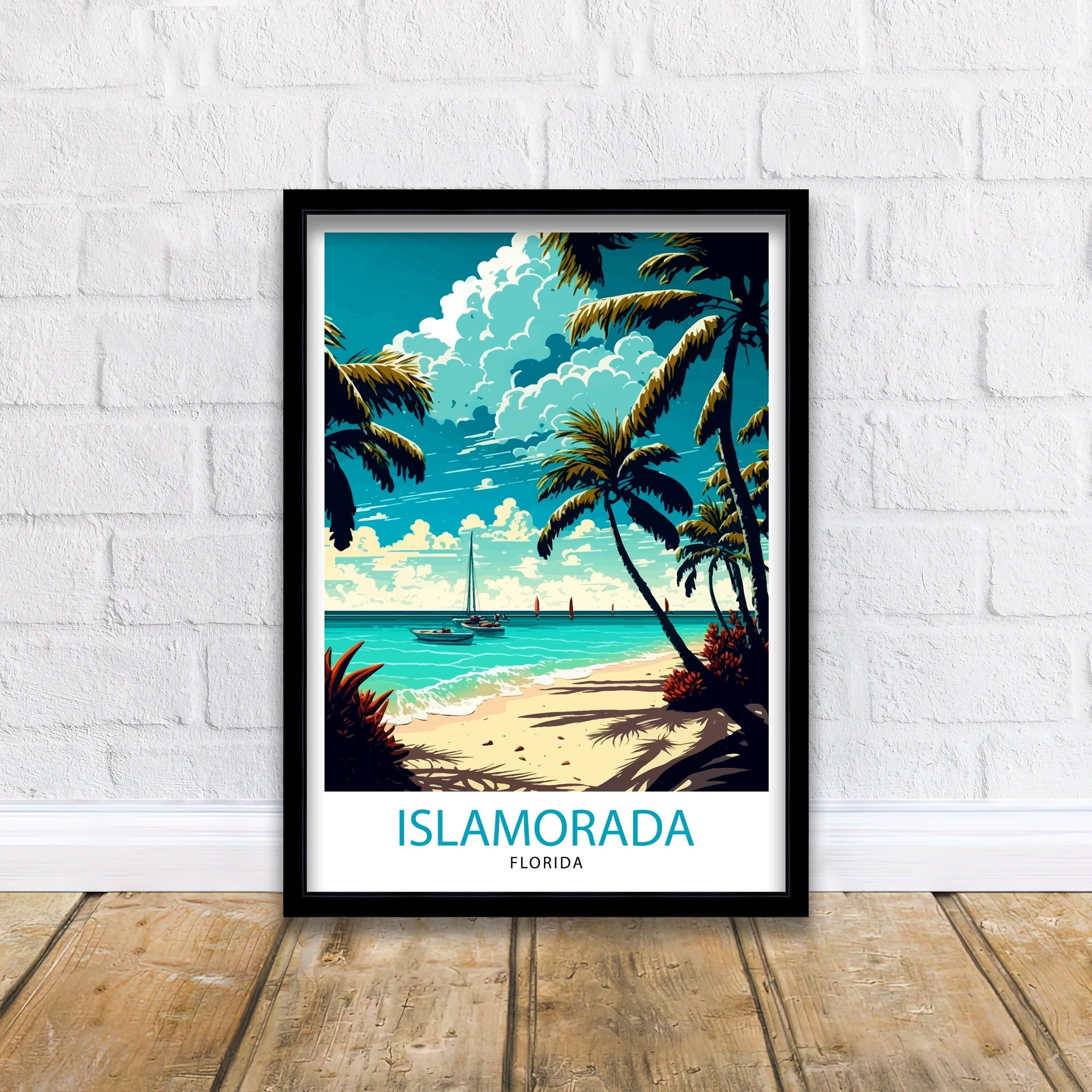 Islamorada Florida Travel Print| Islamorada Wall Art Florida Keys Illustration Travel Poster Gift For Florida Traveler Home Decor