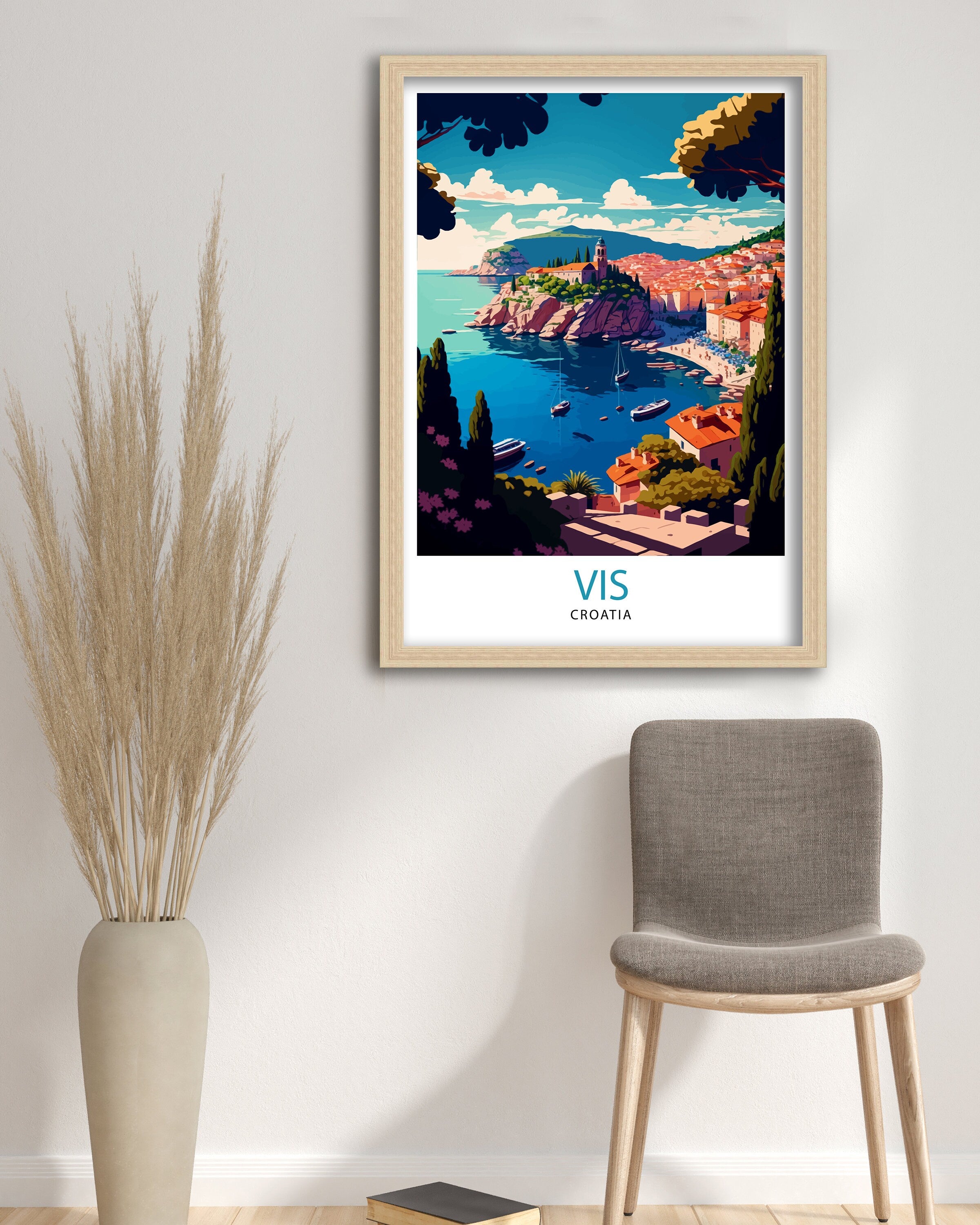 Vis Croatia Travel Poster, Adriatic Coast Art Print